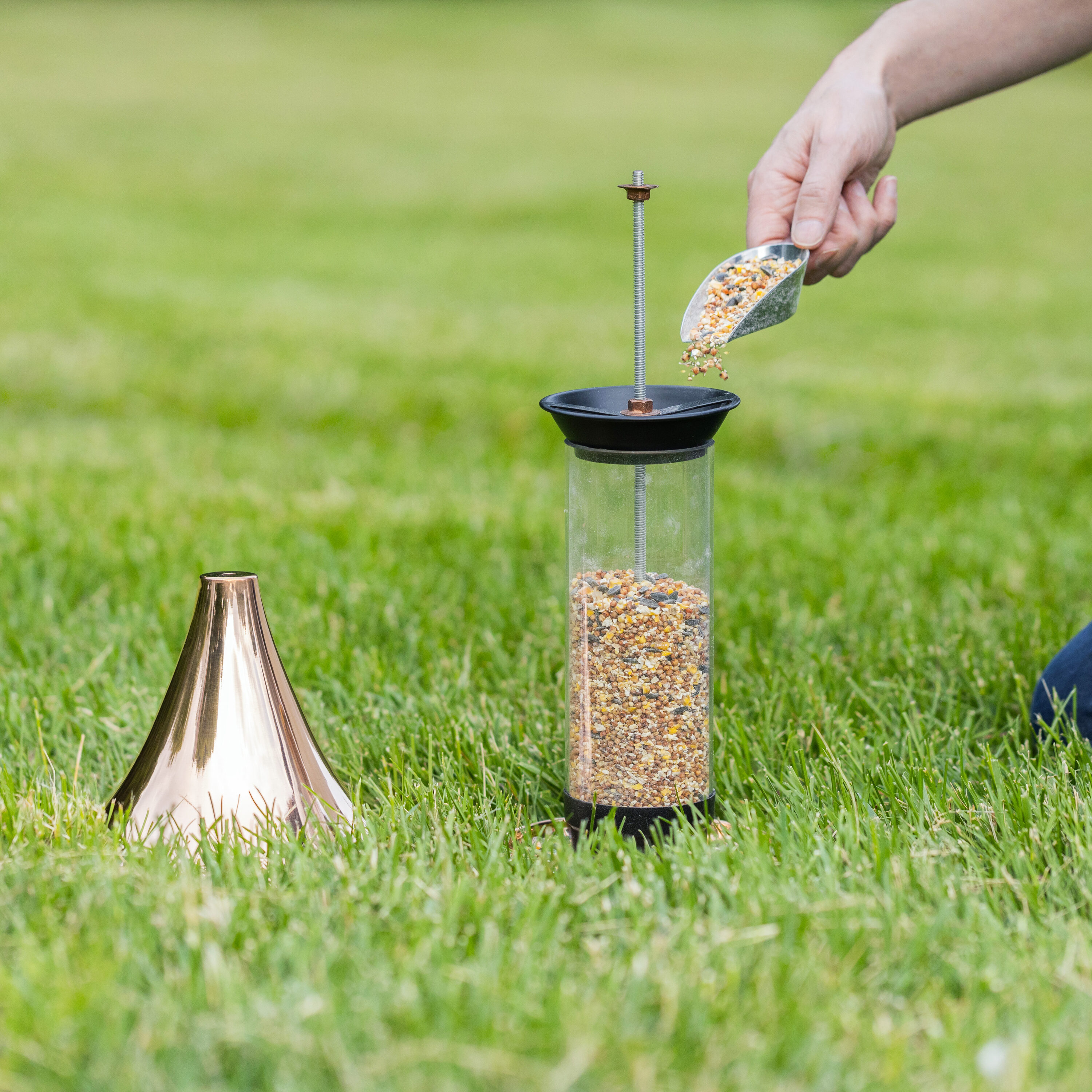 Castle-Inspired Polished Copper and Plexiglass Bird Feeder