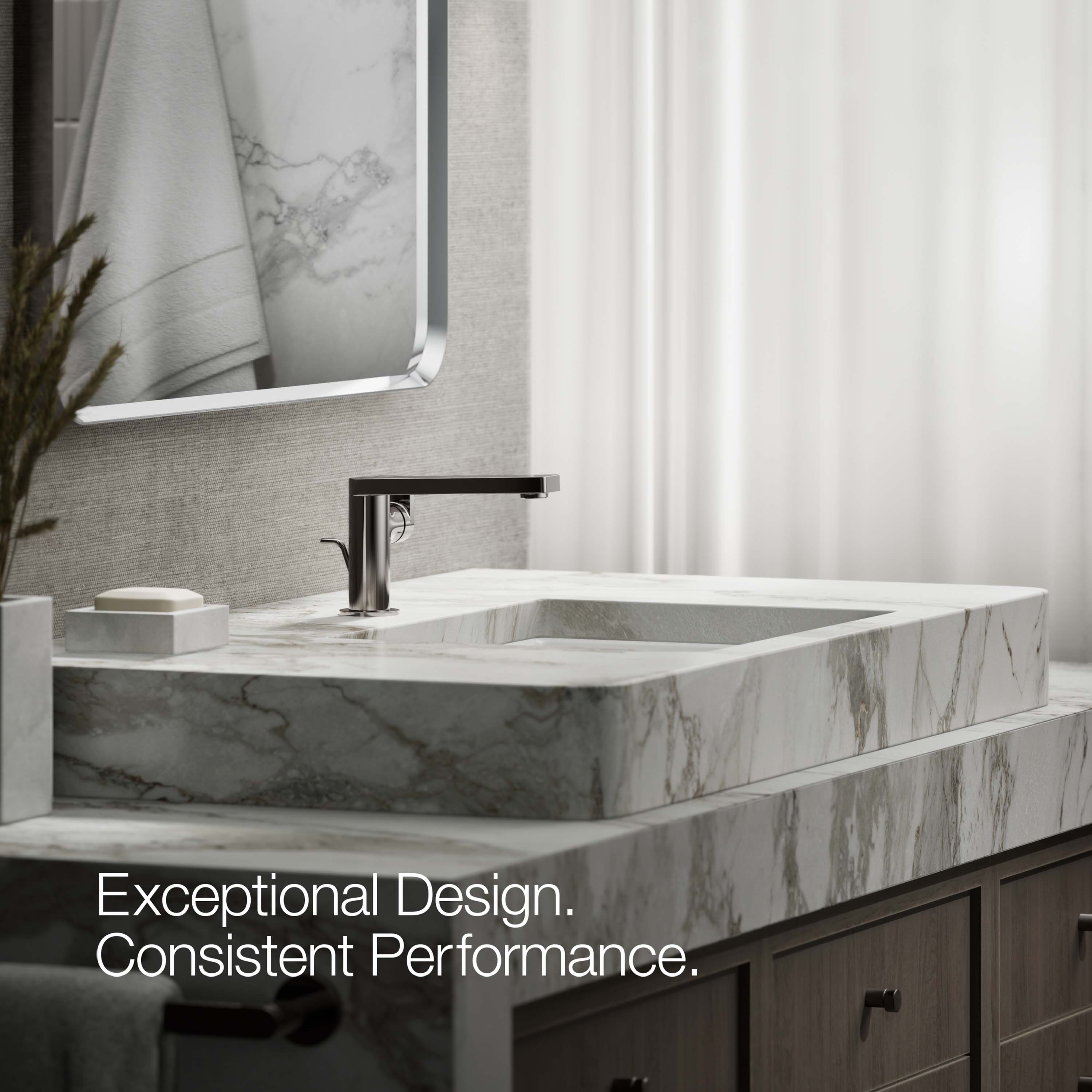 Sleek Composed Vibrant Titanium Single-Handle Bathroom Faucet