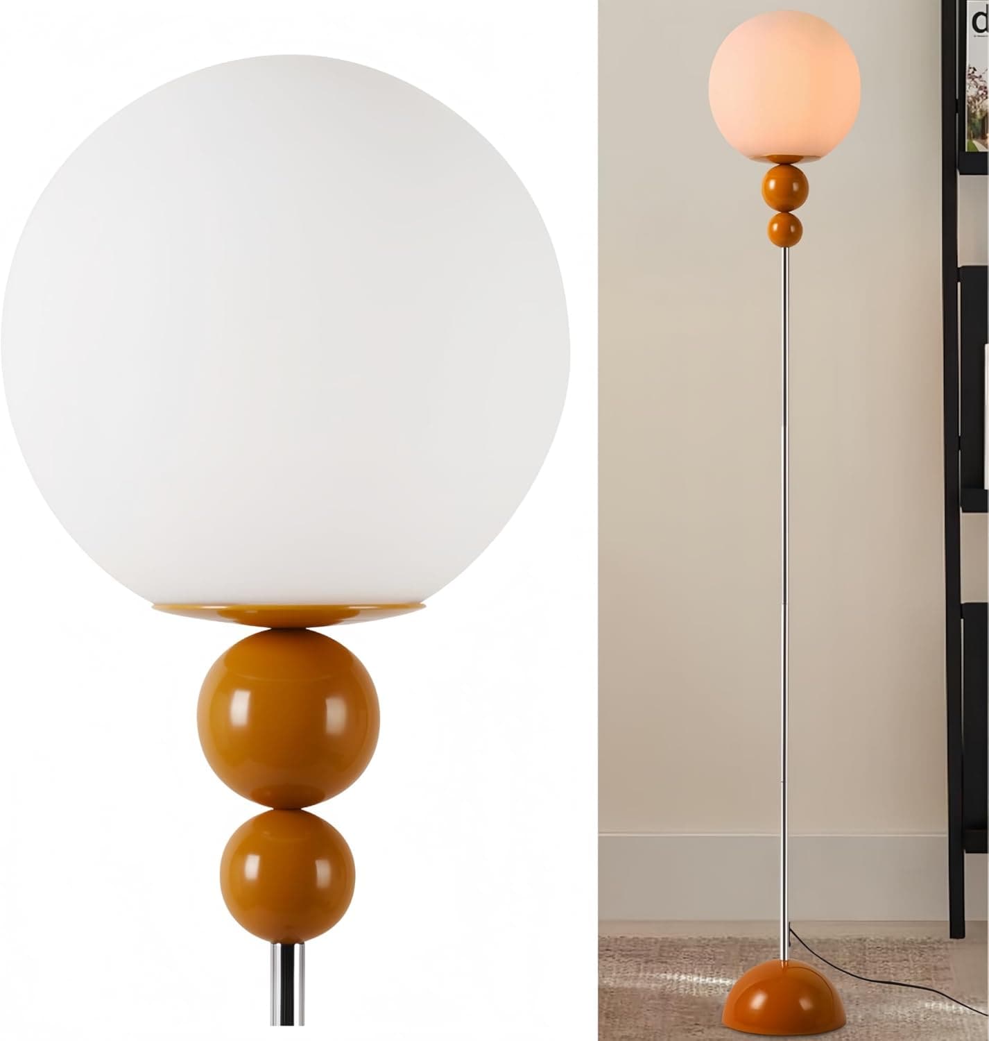 Zompoo 63-in Orange Standard Floor Lamp with Glass Shade