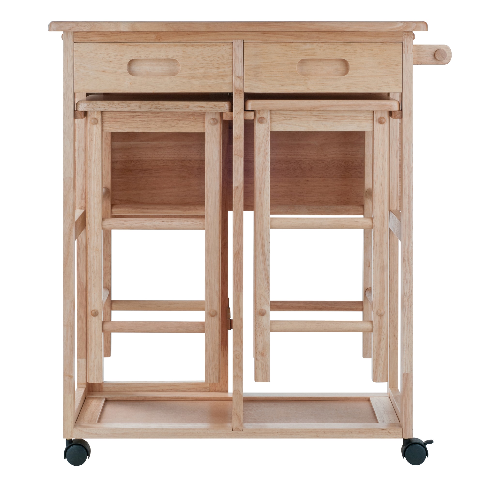 Natural Light Wood Drop Leaf Bar Table with Stools