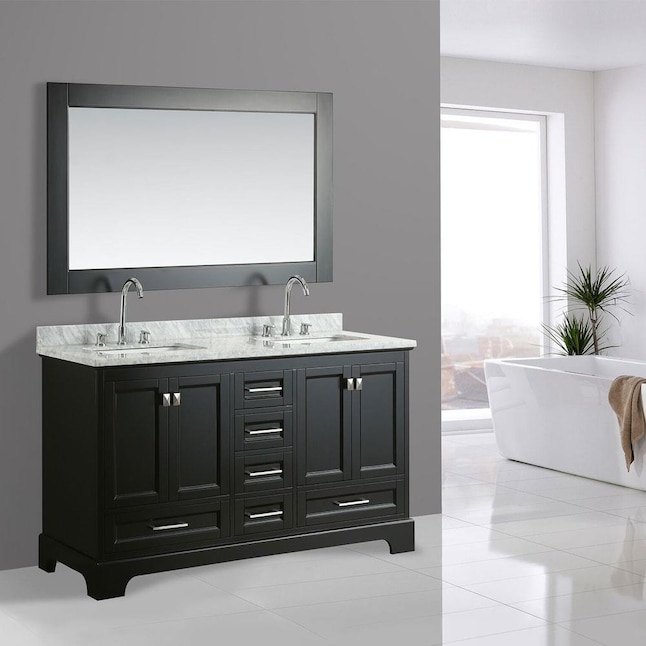 Design Element Omega 61-in Espresso Undermount Double Sink Bathroom ...