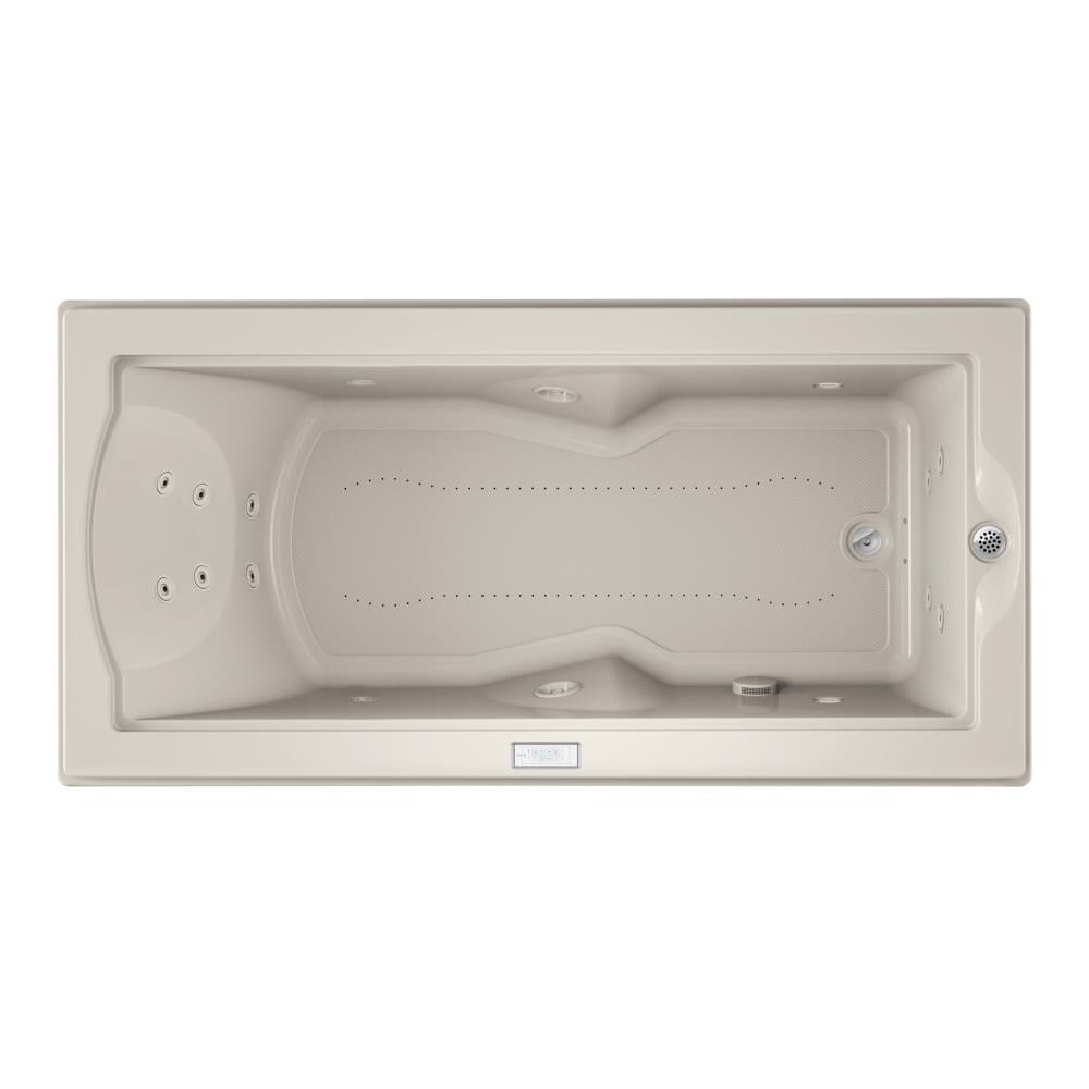 Jacuzzi FE05969 FUZION 35.4-in x 70.688-in Oyster Acrylic Rectangular Drop-in Whirlpool and Air Bath Combination Tub with Drain ( Right Drain )