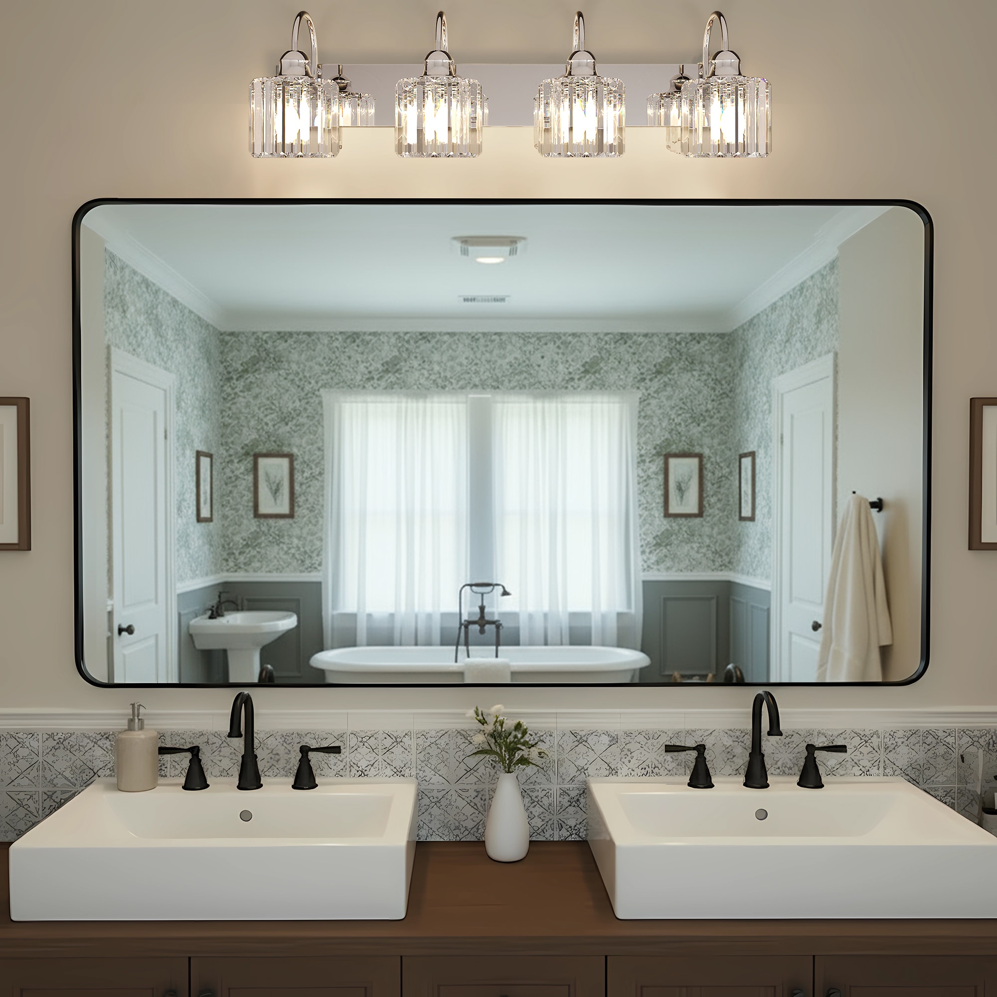 Forclover Vanity Lights 32.01-in 4 Light Chrome Modern/contemporary Bathroom Vanity light