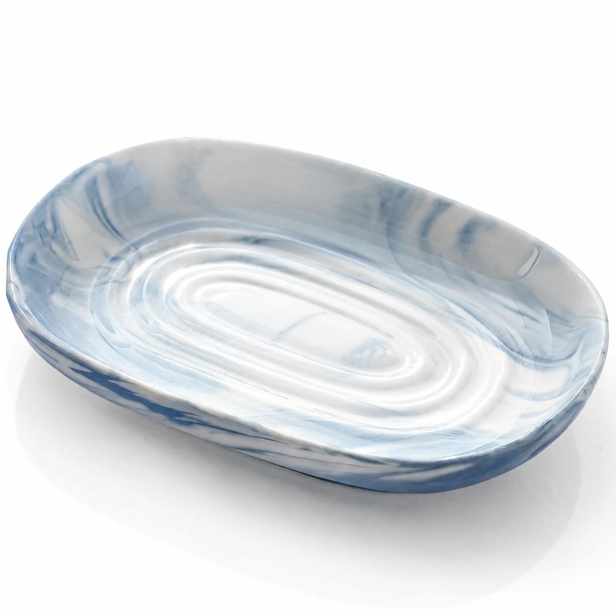 Aoibox  Blue Ceramic Soap Dish with Marble Texture Decorative Bar Soap Holder for Bathroom Sink and Kitchen Use