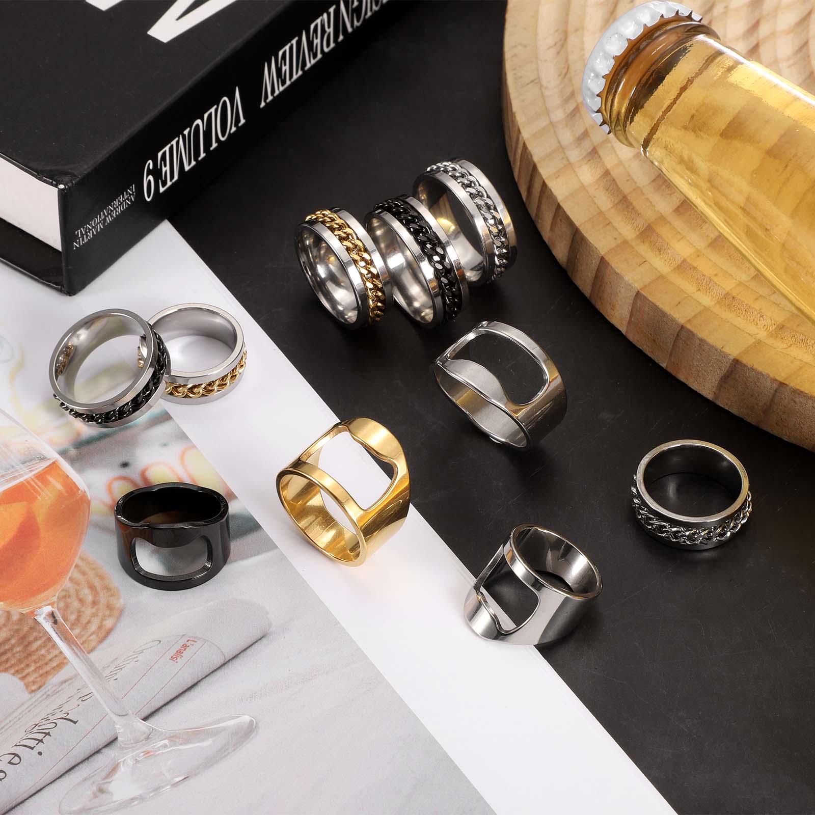 Unique Bargains Bottle Opener Rings Bottle Cap Opener Size 9 Black at ...