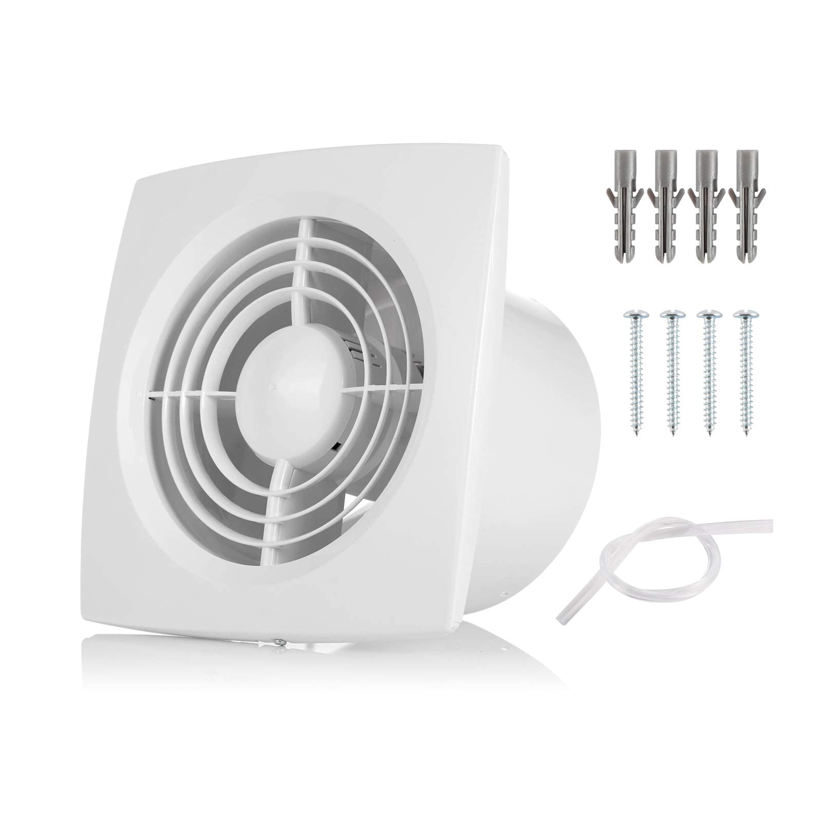 AKSCYZM  6 Inch Exhaust Fan Low Noise Energy Saving Copper Motor ABS Plastic with Auto Check Valve for Bathroom Kitchen Bedroom Garage Wall or