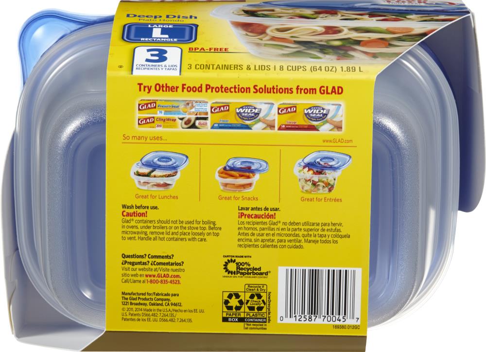 Glad 3-Pack Multisize Plastic Bpa-free Reusable Food Storage