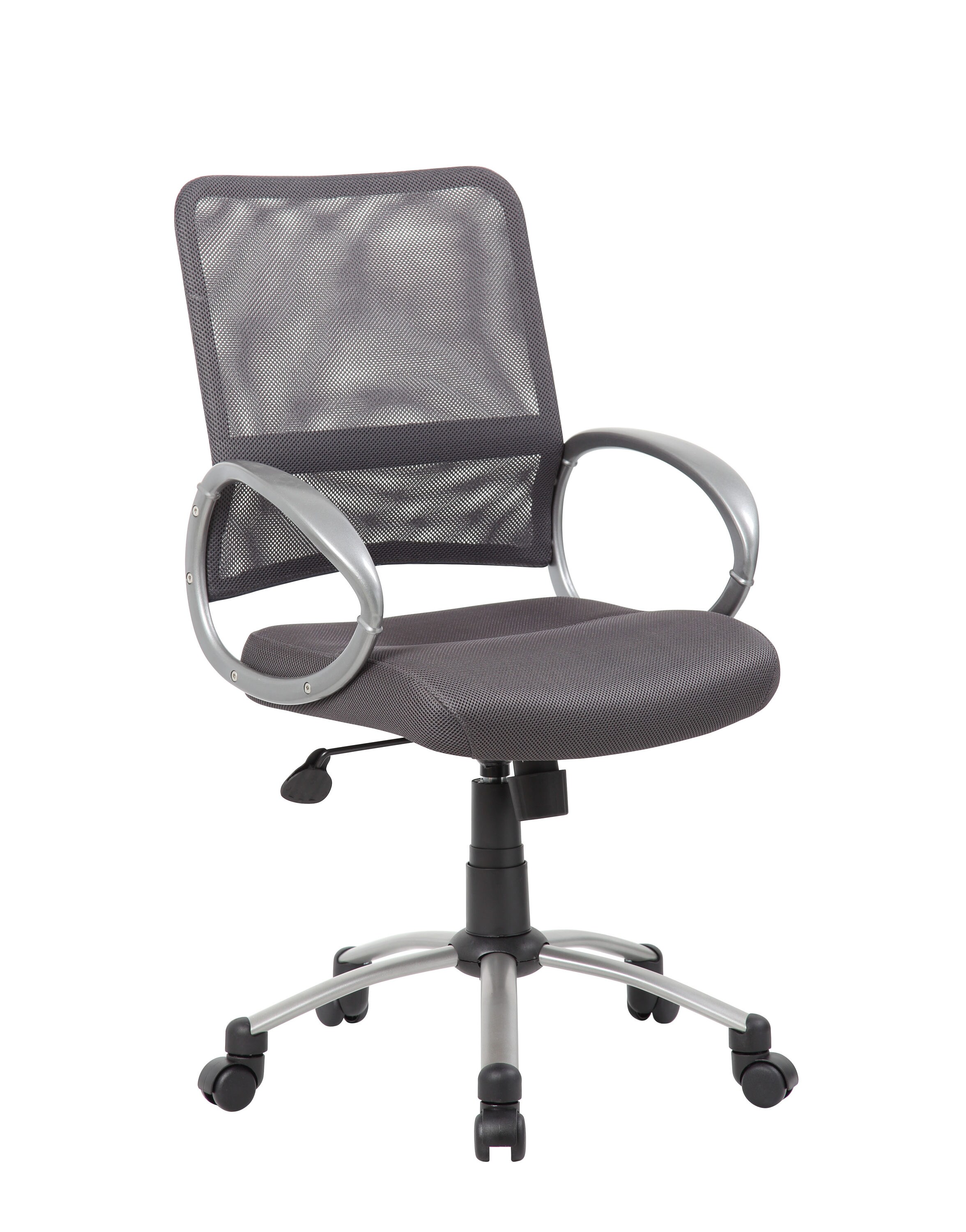 Charcoal Grey Mesh Swivel Task Chair with Pewter Finish Metal Base