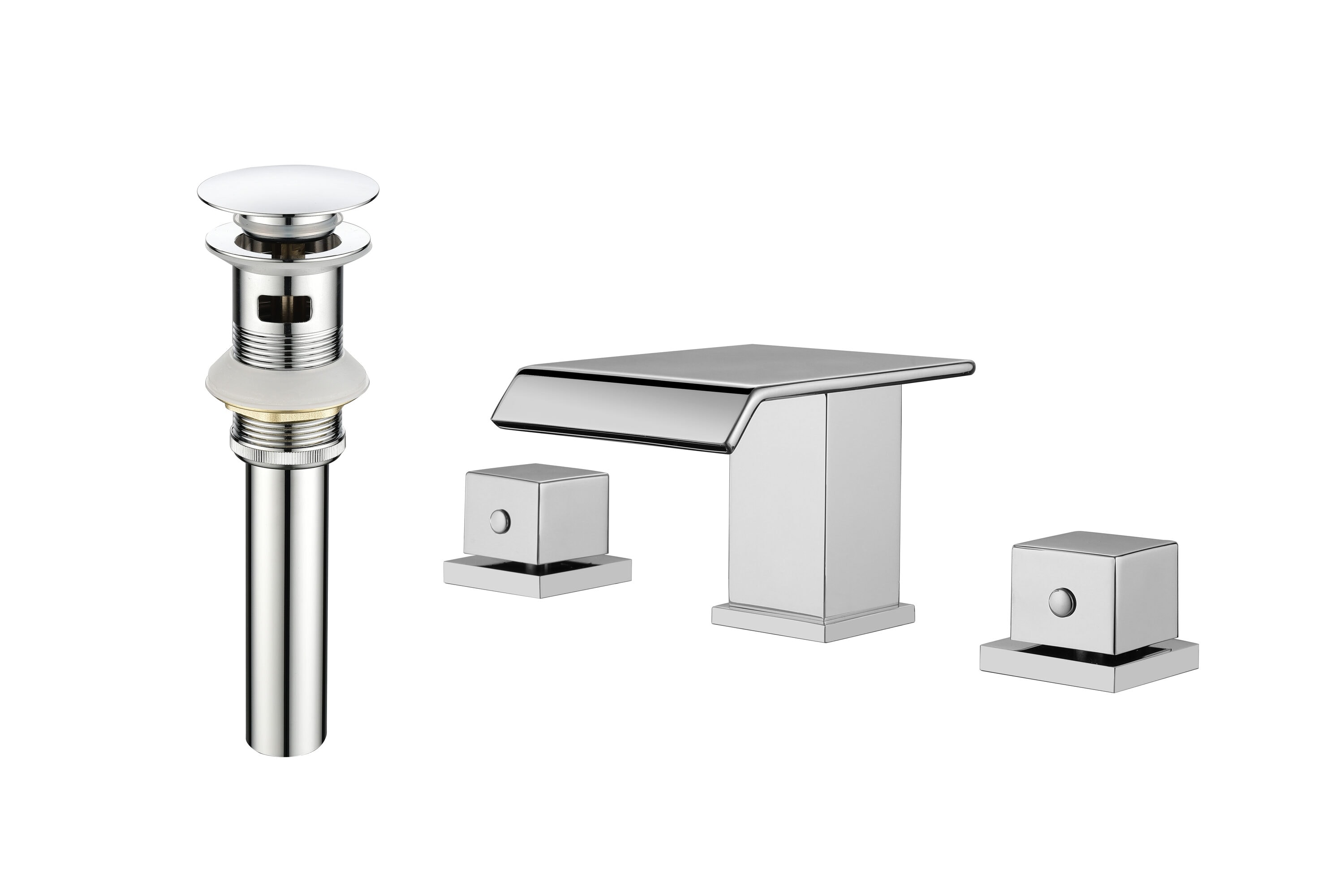 Royal Guard LBSFJK0350 Chrome Widespread 2-handle WaterSense Mid-arc Commercial/Residential Handle Bathroom Sink Faucet with Drain