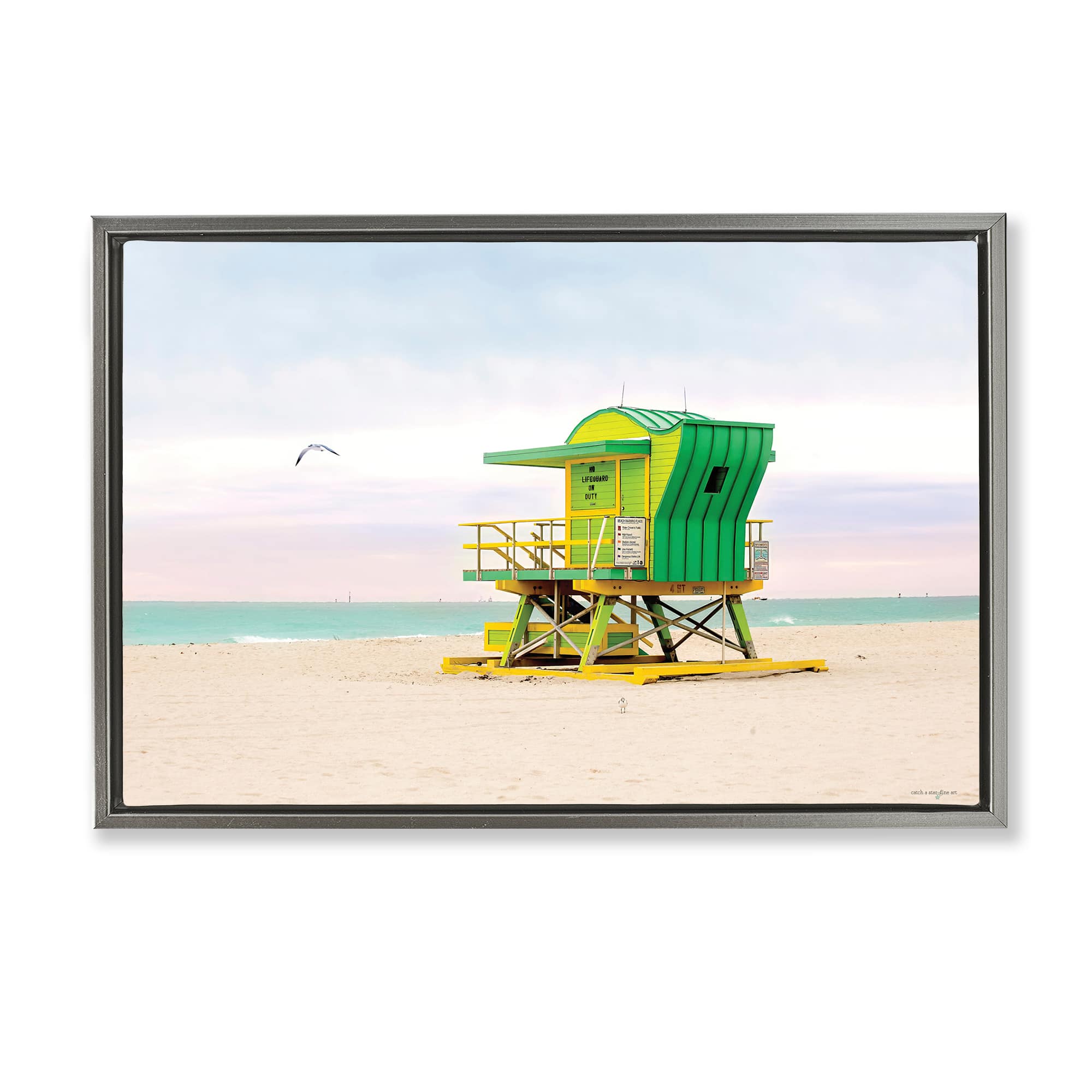 Stupell Industries BT-558-FFL-16X24 Lime Green Lifeguard Hut Floating Frame design by Seven Trees Design