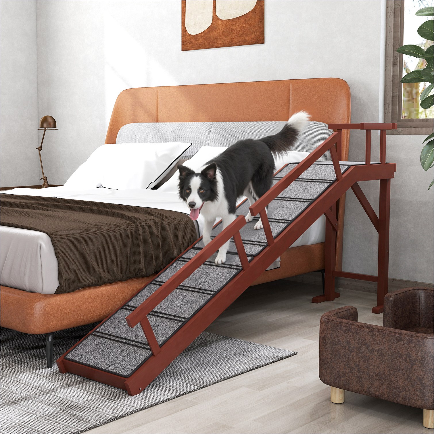 SunJet Brown Pet Steps and Ramps with Functional Design 70.5 x 15.7 x ...