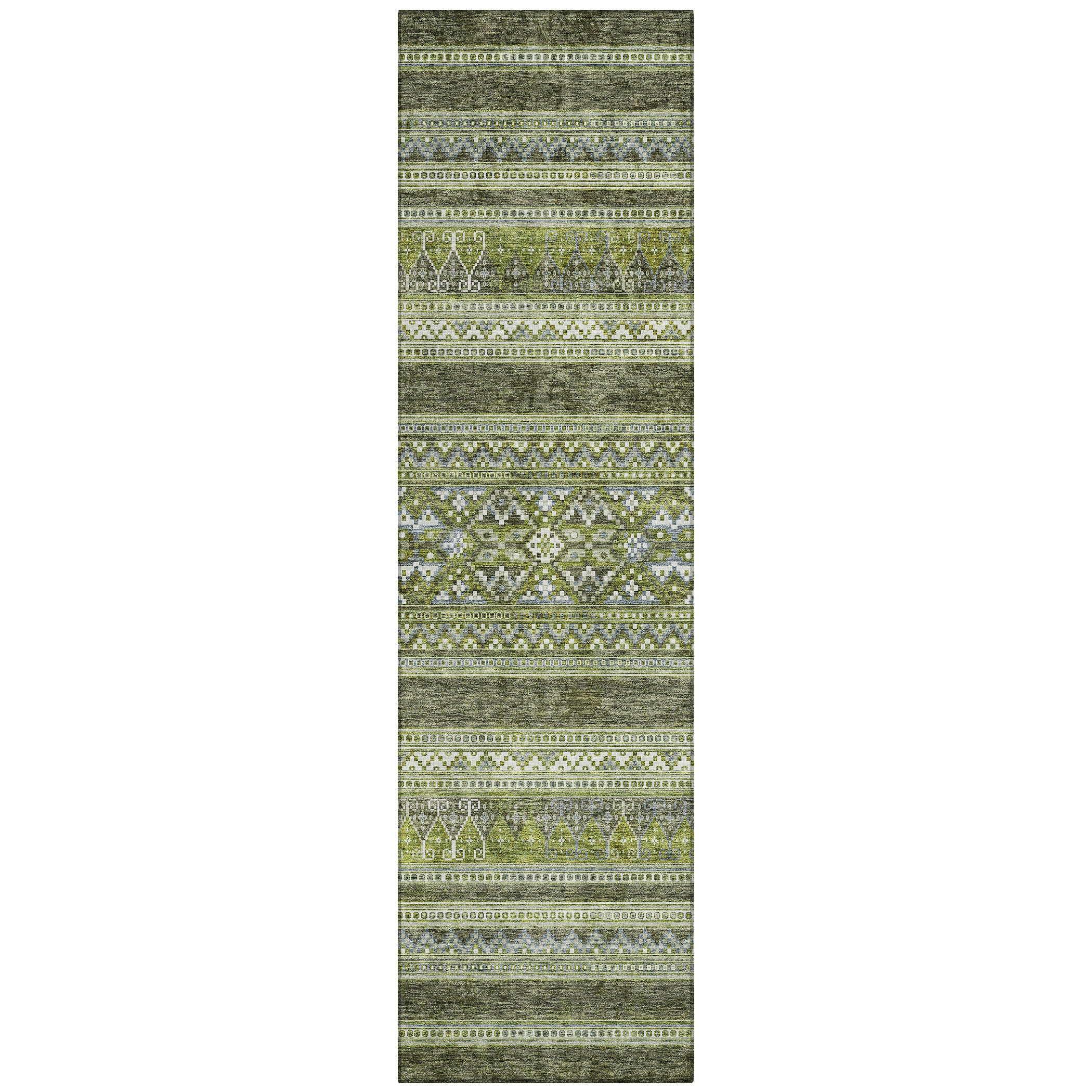 Addison Rugs ACN714OL2X8 Chantille ACN714OL 2 x 7 (ft) Polyester Olive Rectangular Indoor/Outdoor Geometric Machine washable Area rug