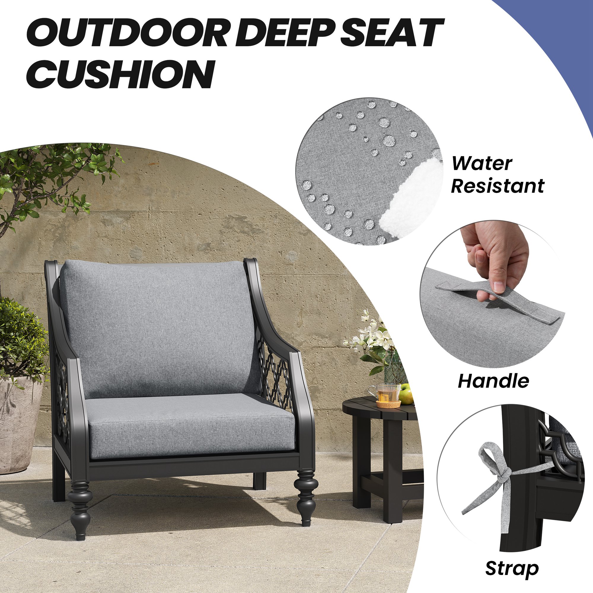CloudFly CL-CU005LGY-1 Patio-Furniture-Cushions - View #7