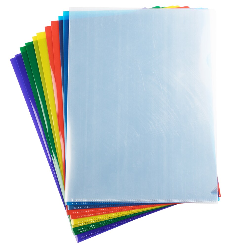  JAM PAPER Plastic Sleeves - Letter Size - 9 x 11 1/2 -  Assorted Color Project Pockets - 12 Page Protectors/Pack : Office Products