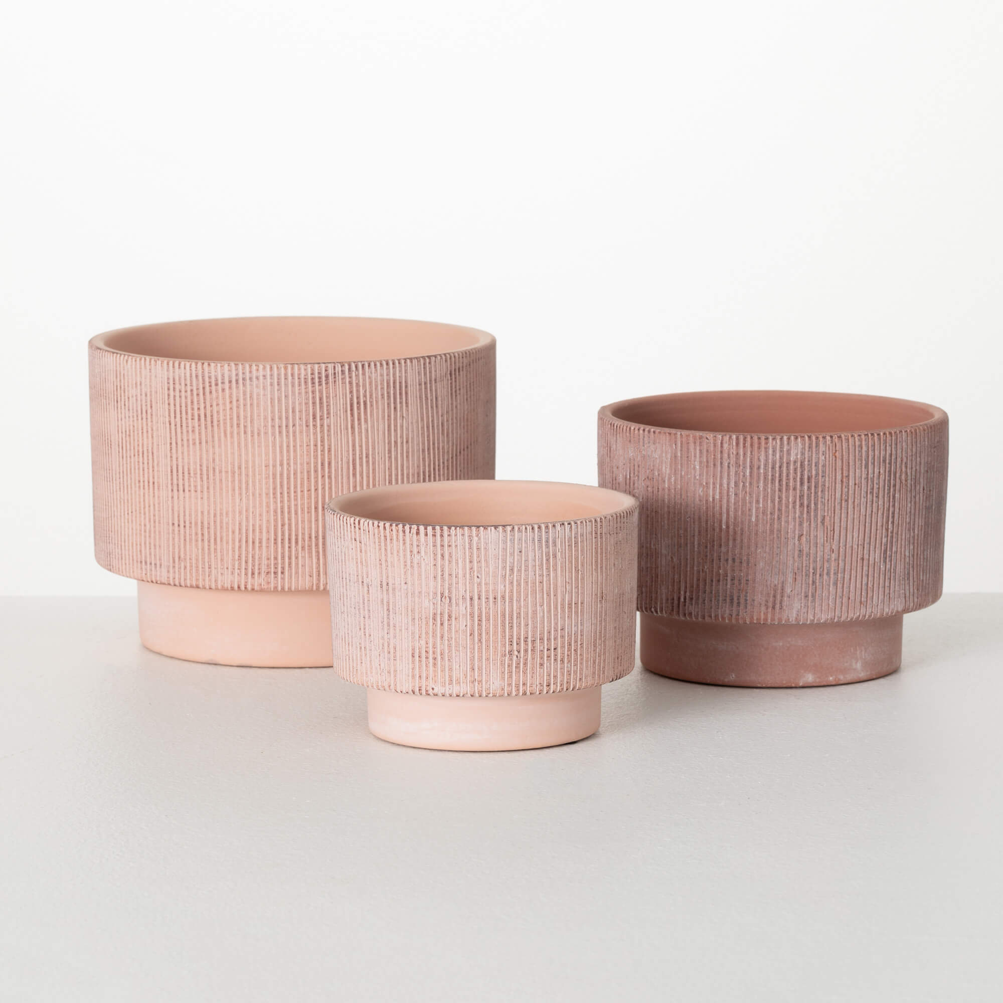 Sullivans N3042 3-Pack Round 8-in W x 6-in H Brown Clay Indoor/Outdoor Planter
