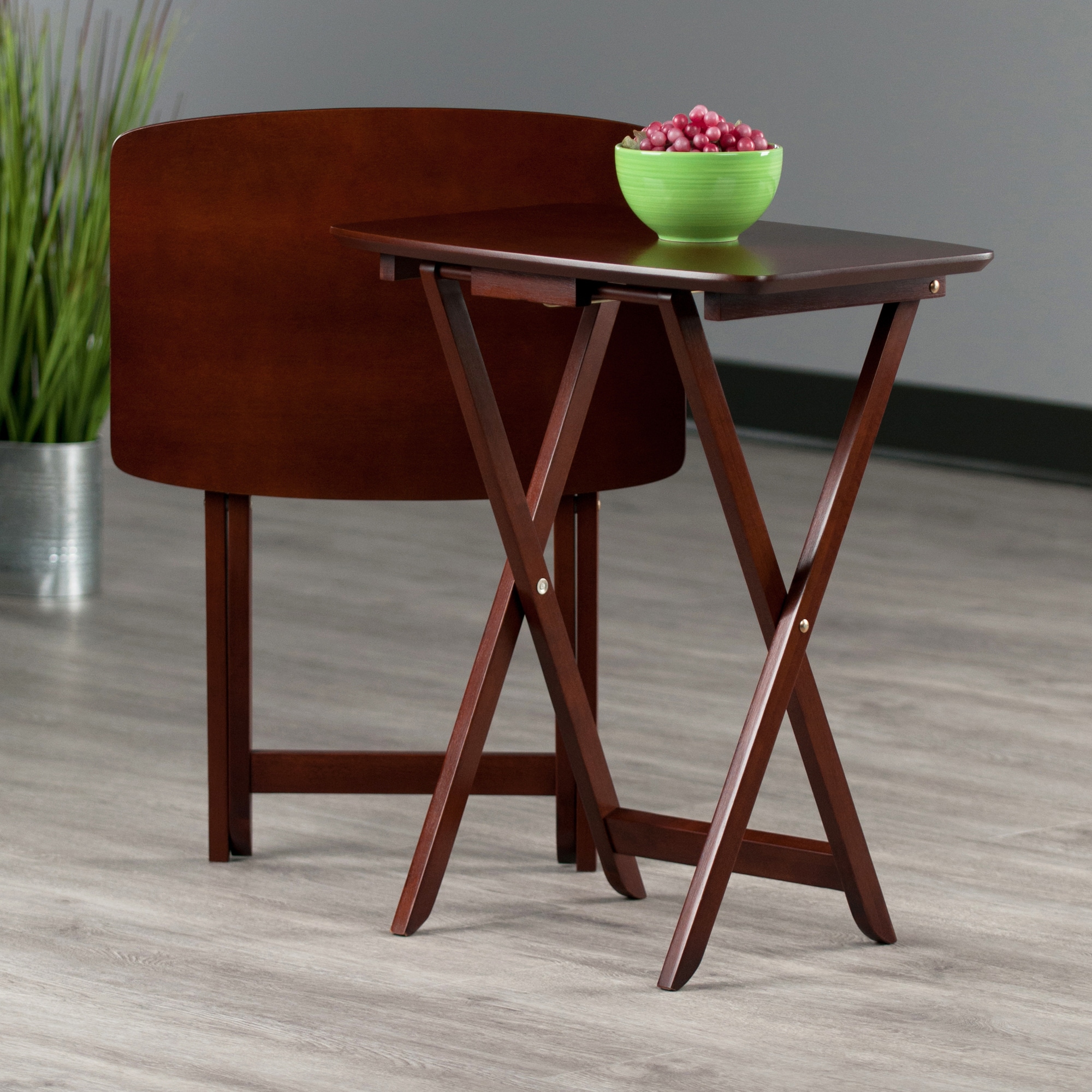 Darlene 2-Piece Walnut Rectangular Snack Table Set