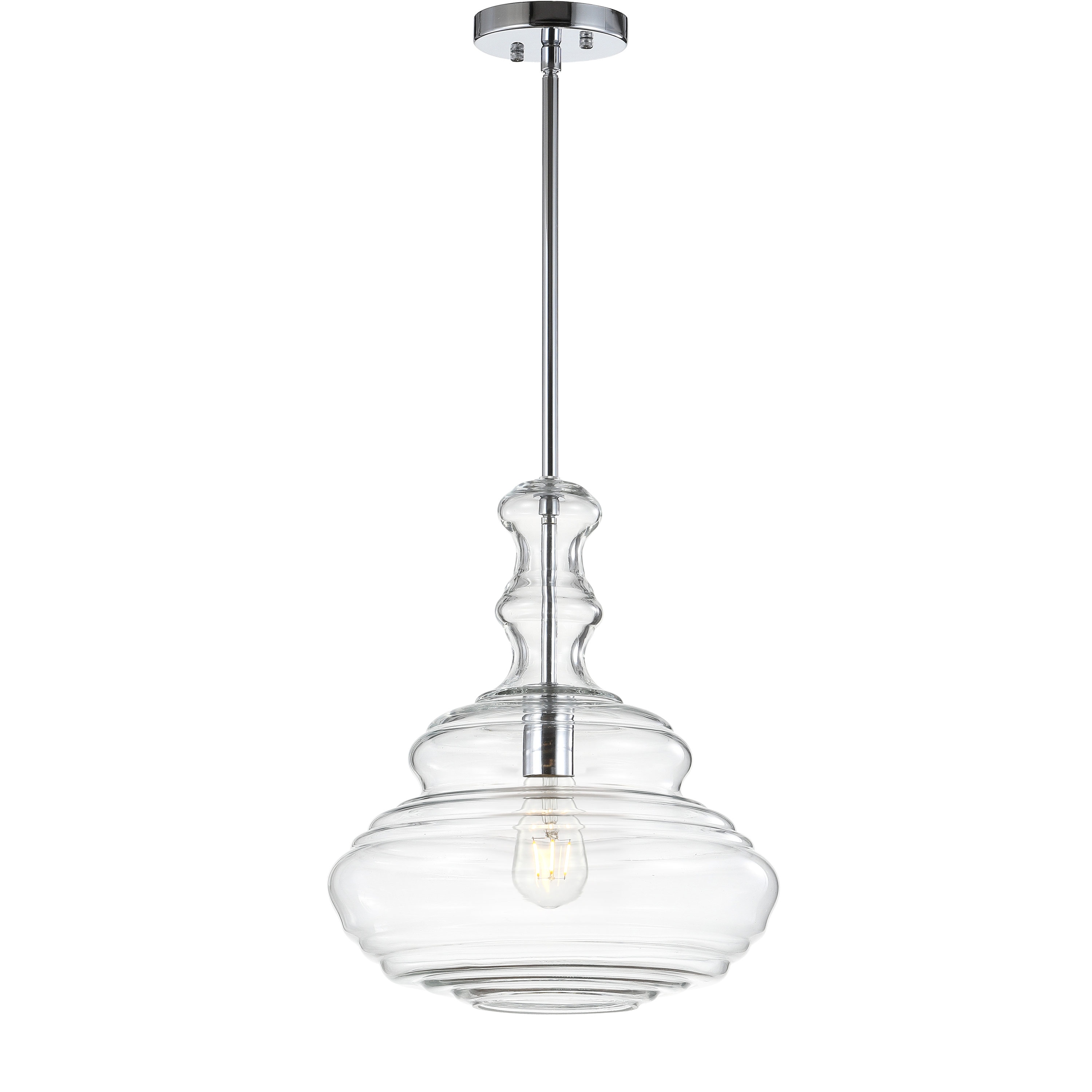 Bettina 13.37" Chrome Polished Clear Glass LED Pendant