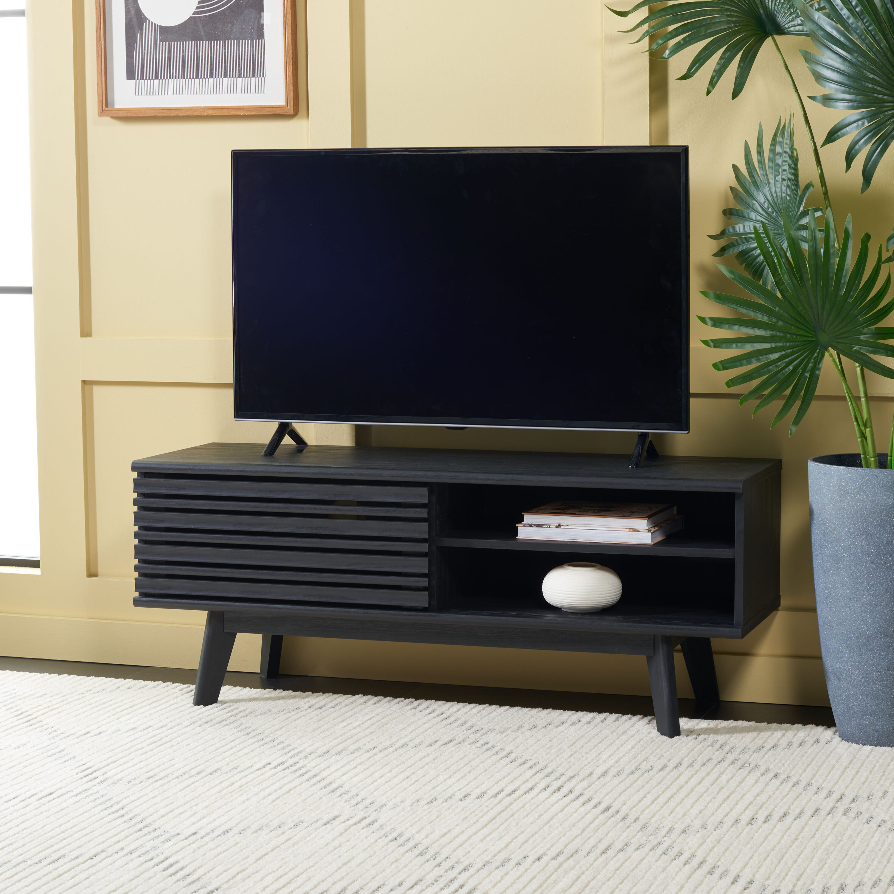 Safavieh MED9600B Aurelio Black Casual MDF Media Cabinet