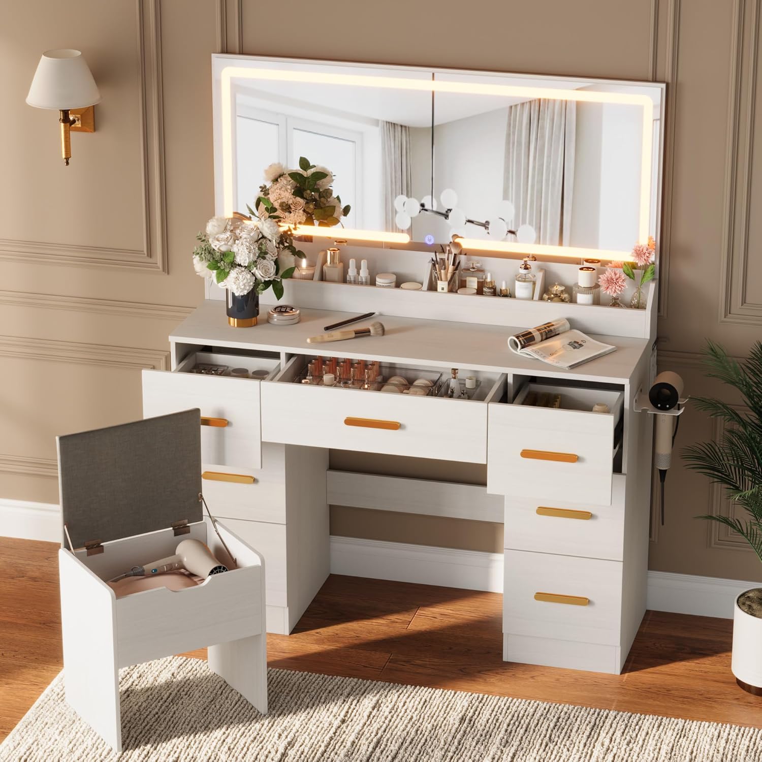 Qeetex DHZ-PHK-345PRBK8 Bedroom-Vanities - View #2