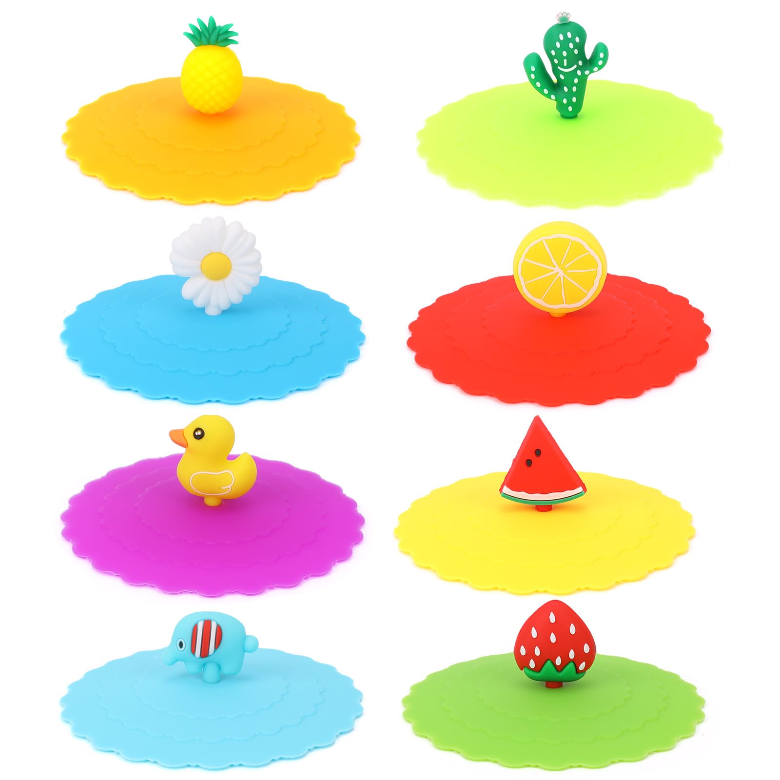 Linder Group Inc Silicone Mug Covers Set of 8 Colorful Anti Dust Cup Lids for Coffee Tea for Drinkware Heavy Duty Replacement Part Universal Fit Installation