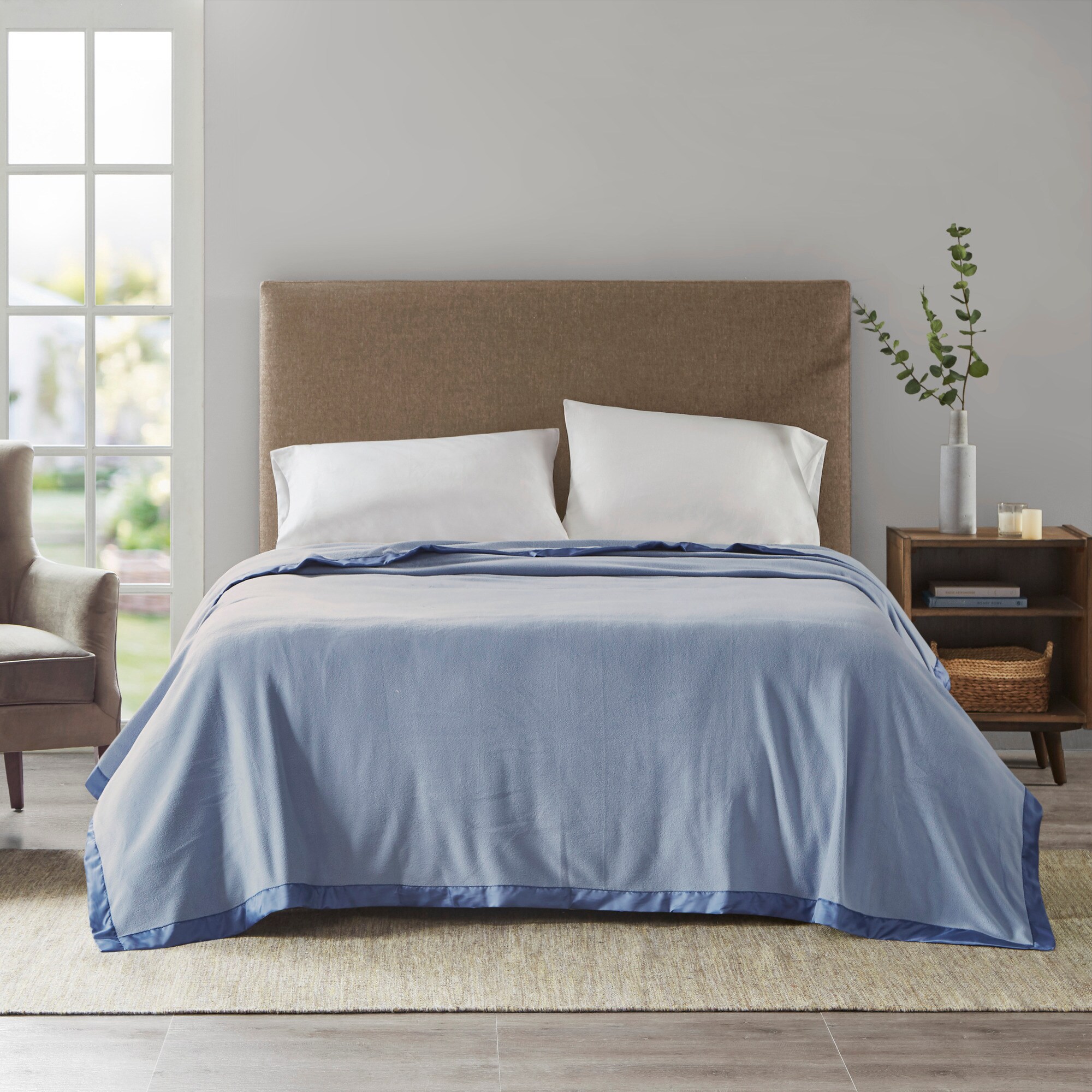 Roomfitters  King Soft Cozy Waffle Knit Bed Blanket Lightweight Warm Blanket Blue