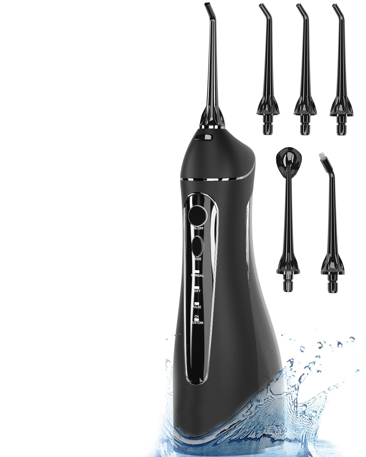 Etokfoks  water dental flosser portable oral irrigator with 4 modes 11 pressure levels IPX7 design and five rotating tips for braces and