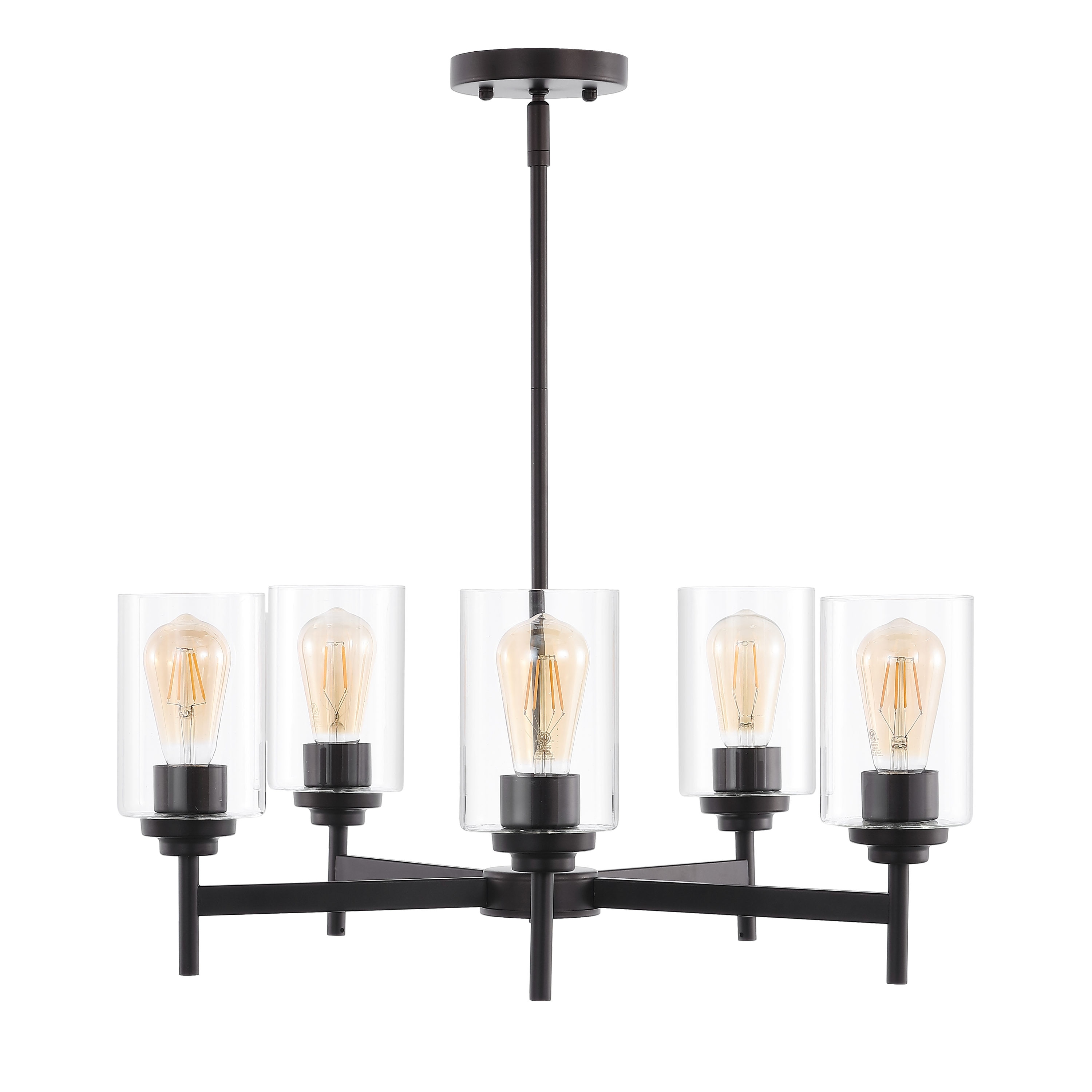 Orpheus 24" Black and Bronze Industrial 5-Light Chandelier