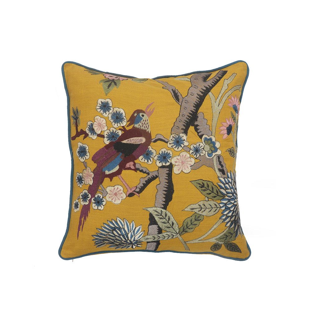 LR Home Ox Bay Hand-stitched Yellow/Brown Animal All-Natural Cotton Pillow Cover