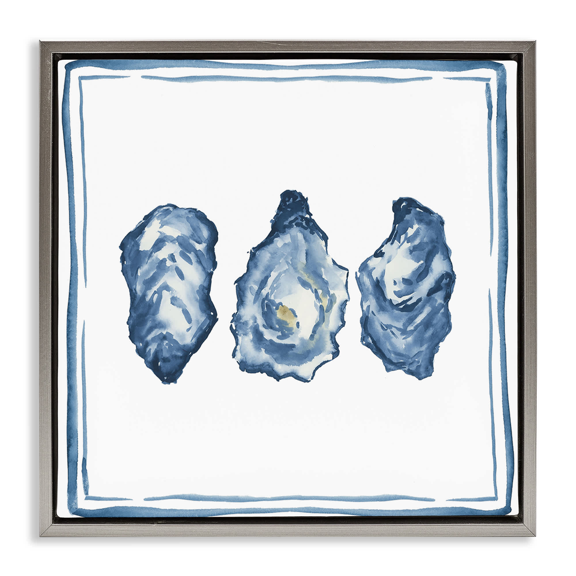 Stupell Industries BS-831-FFL-24X24 Oyster Shell Trio Gray Framed Floater Canvas Wall Art By Lucille Price 25 x 25