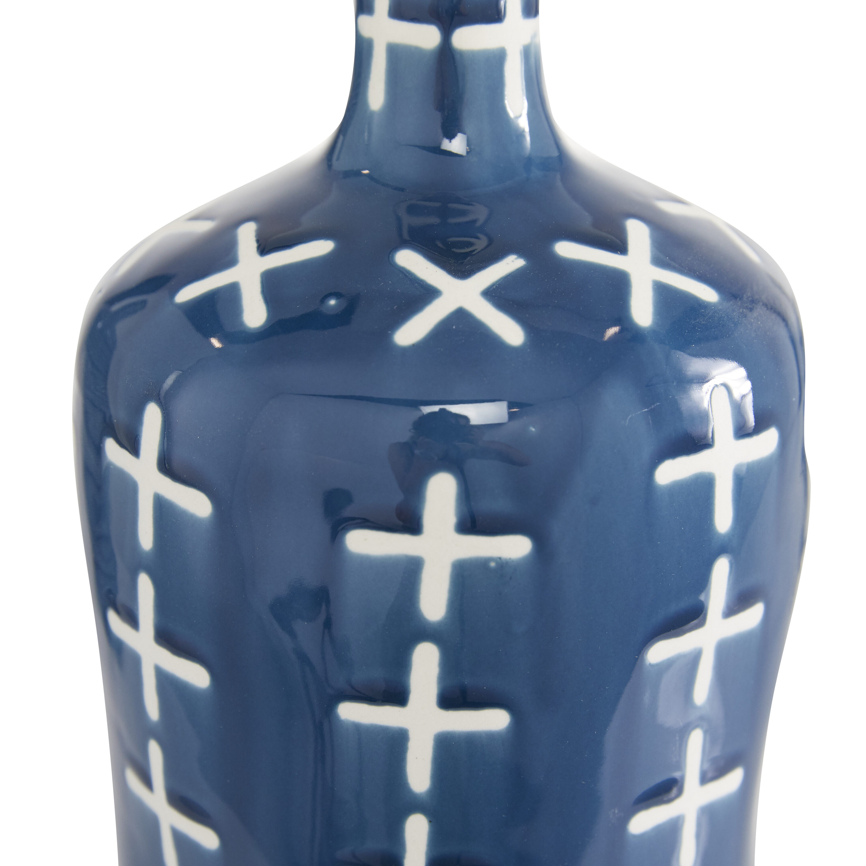 Blue and White Ceramic Bottle-Shaped Table Vase Set of Three