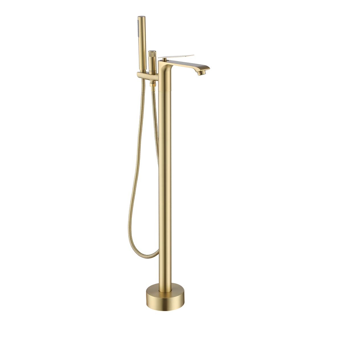 Mondawe MOSL040-12MB Brushed Gold 1-handle Freestanding Low-arc Bathtub Faucet with Hand Shower ( Valve Included )