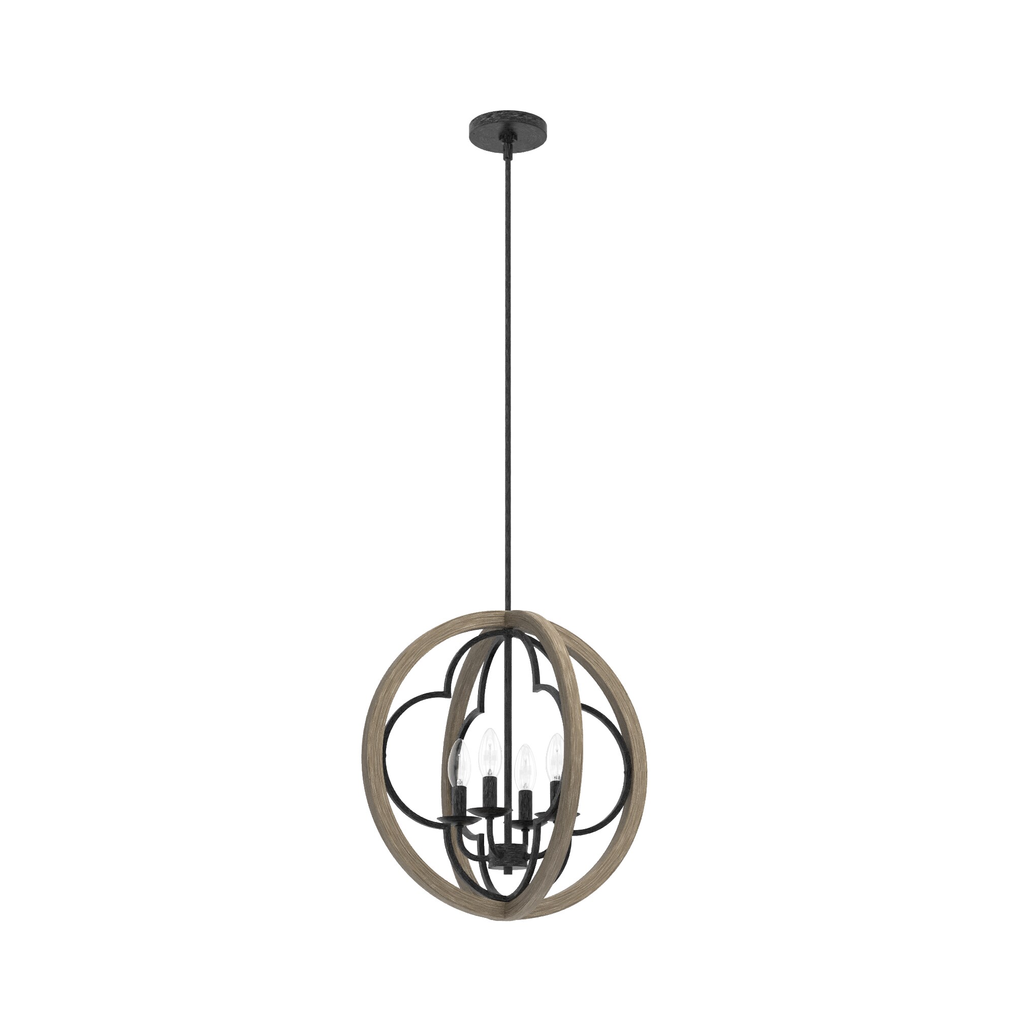 Hunter Gablecrest 4-Light Matte Black Transitional Led Chandelier