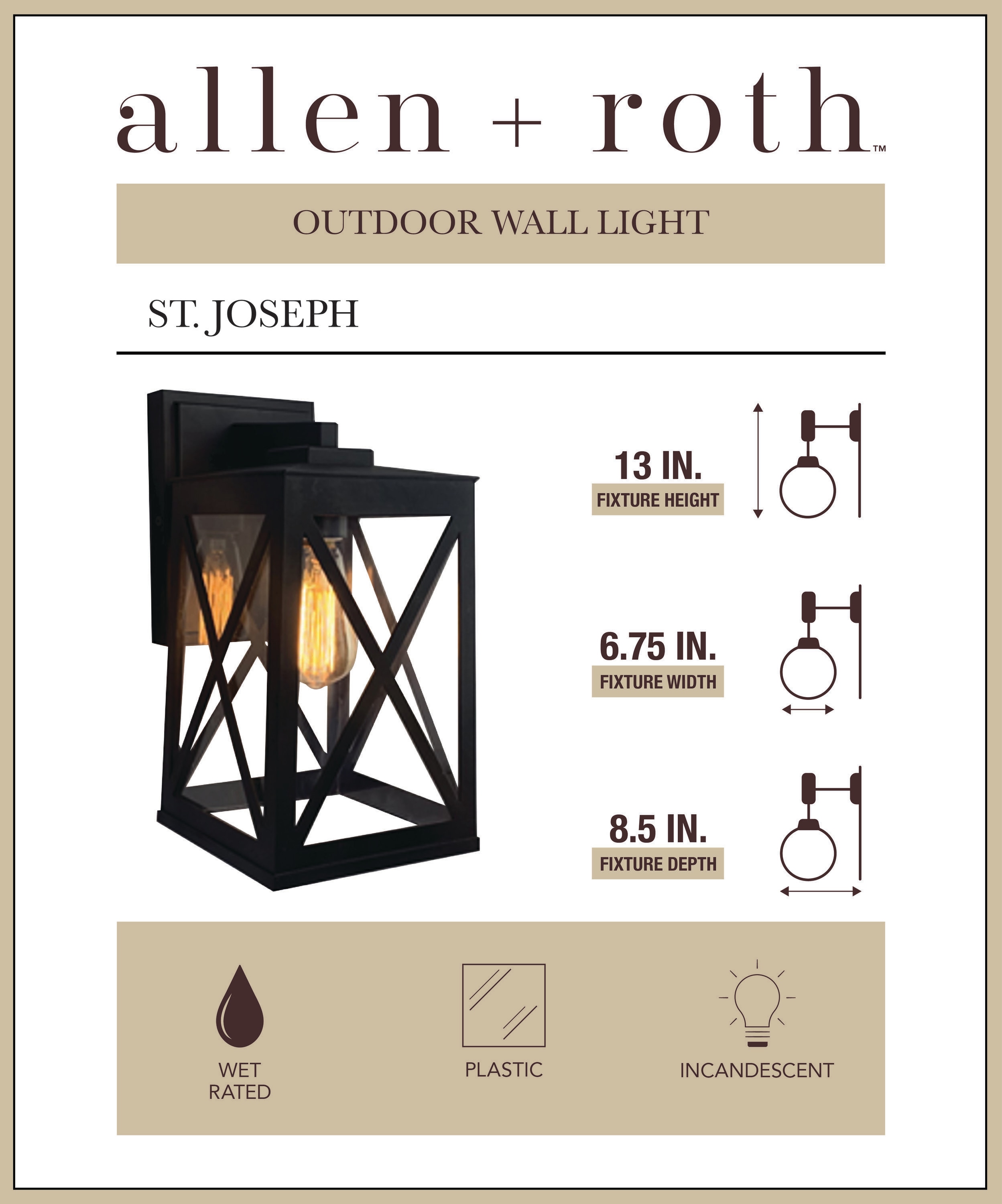 allen + roth WL137MBK Outdoor-Wall-Lighting - View #2