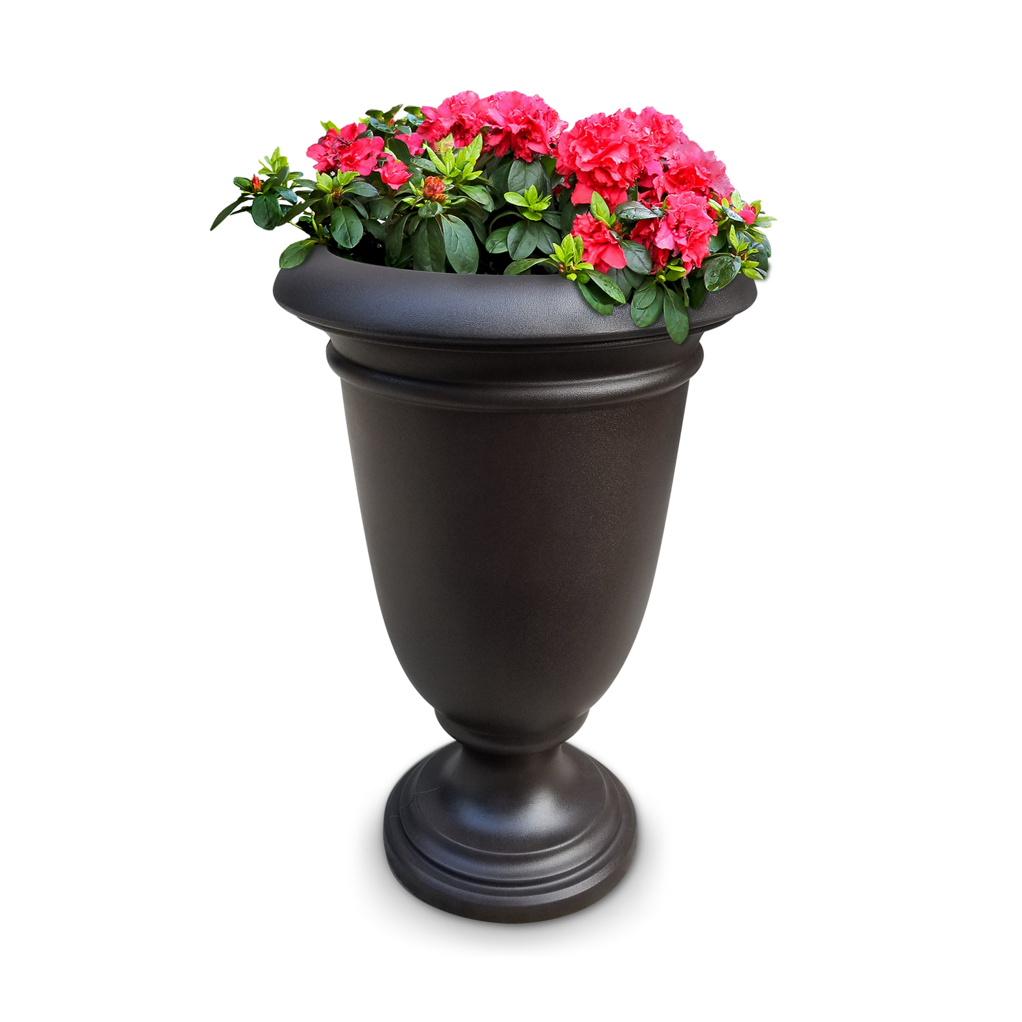 Mayne 18-in W x 26-in H Brown Resin Traditional Outdoor Planter in 