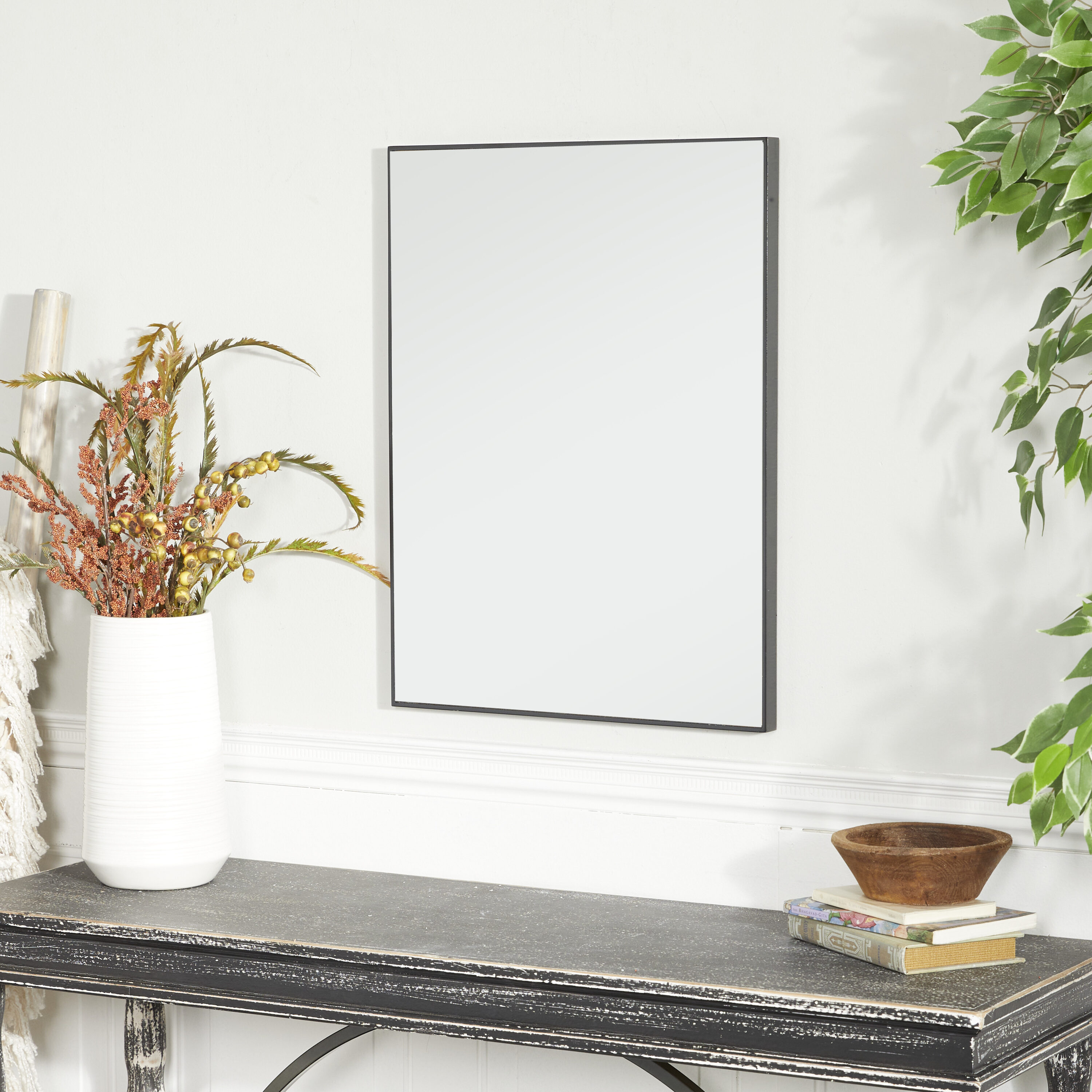 Grayson Lane 98548 18-Inches W x 24.0-Inches H Rectangle Black Minimalist Framed Wall Mirror