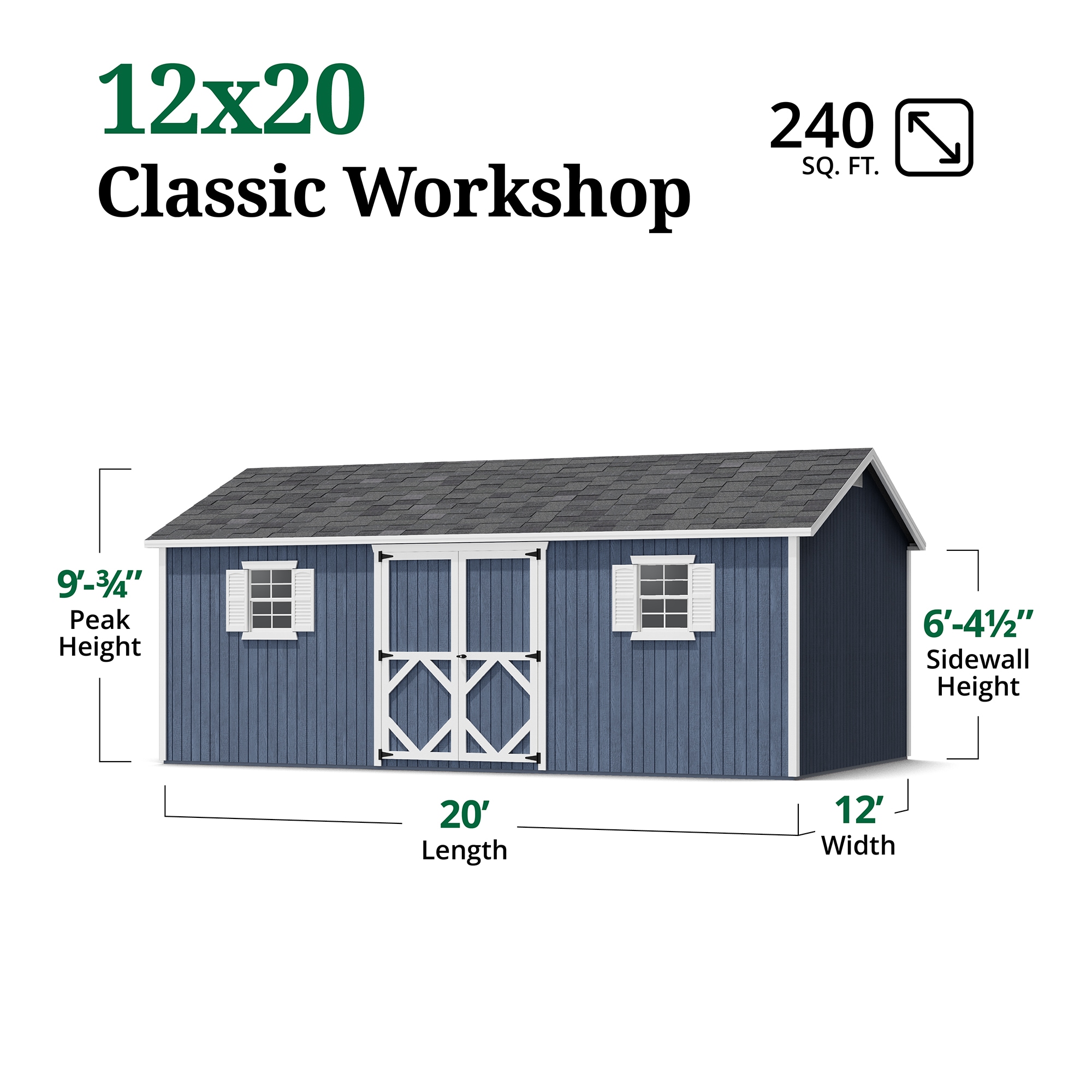 Little Cottage Co 12X20 CWS-PC-FK Wood-Storage-Buildings - View #3