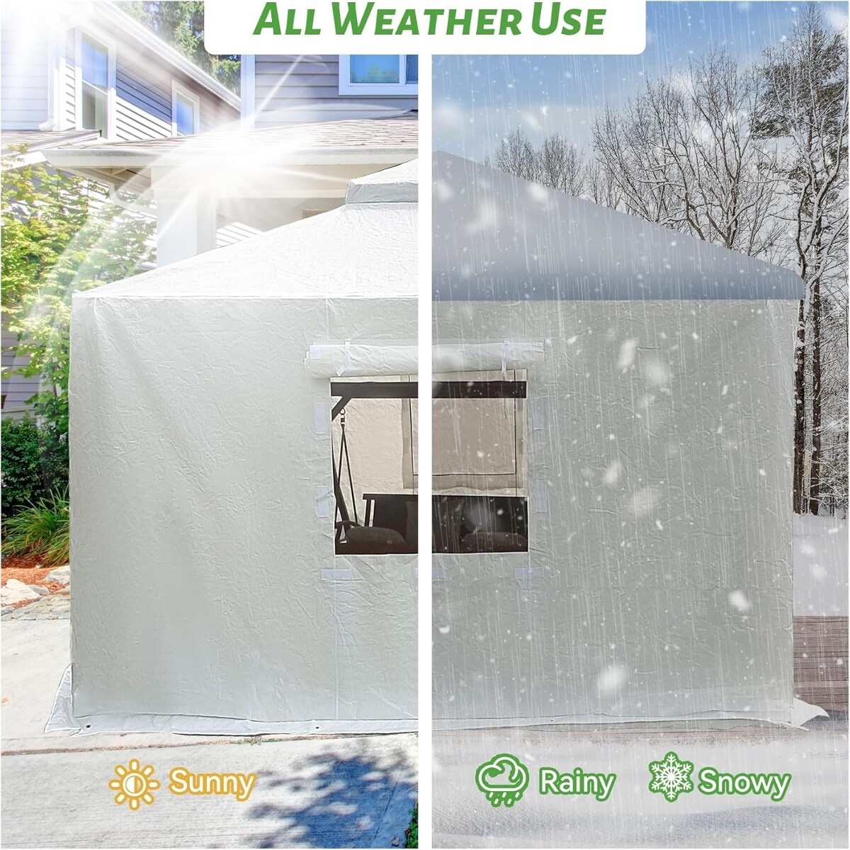 KEOKLE 12x20 Waterproof Gazebo Cover with Sidewalls White Polypropylene ...