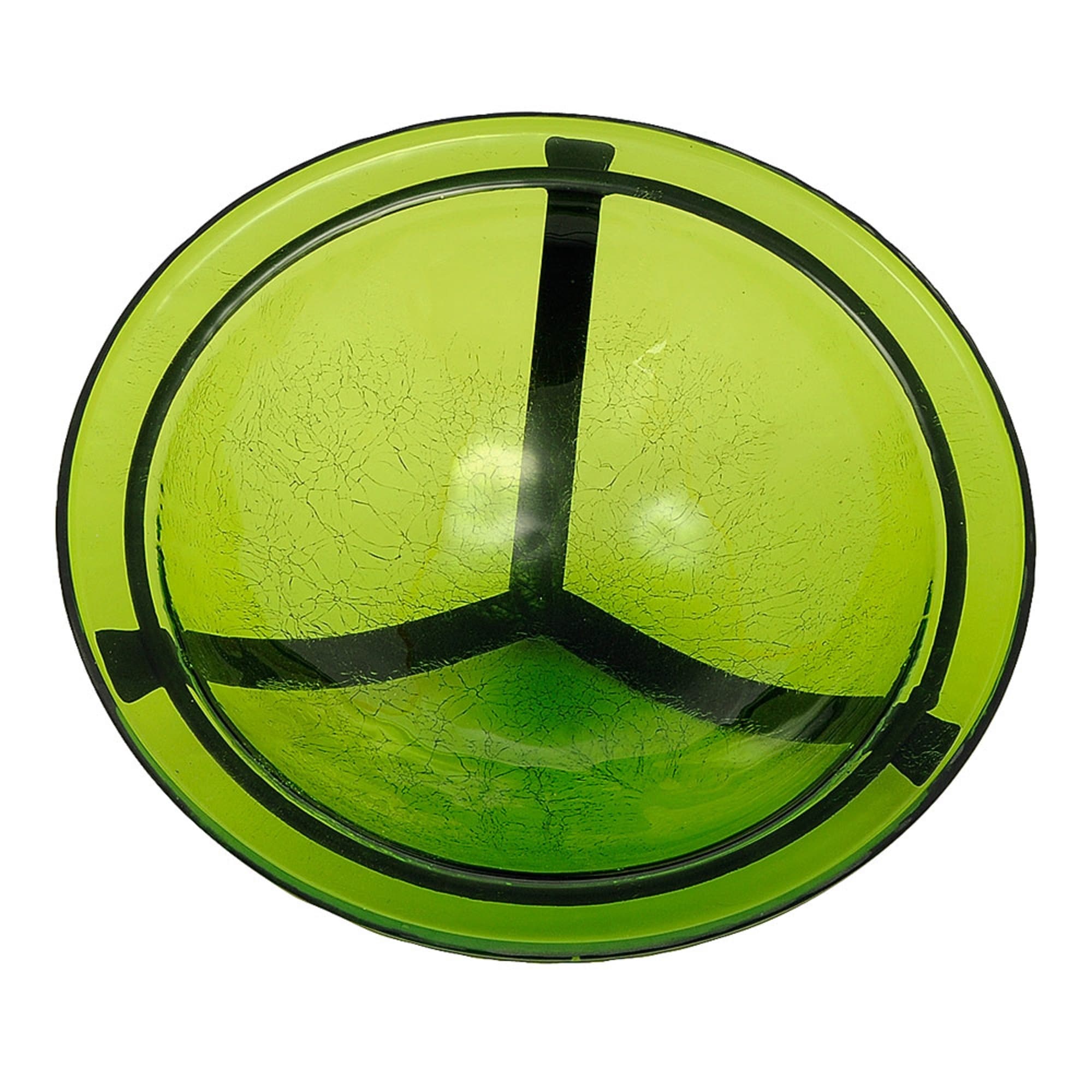Fern Green Hand-Blown Crackle Glass Birdbath with Iron Stake