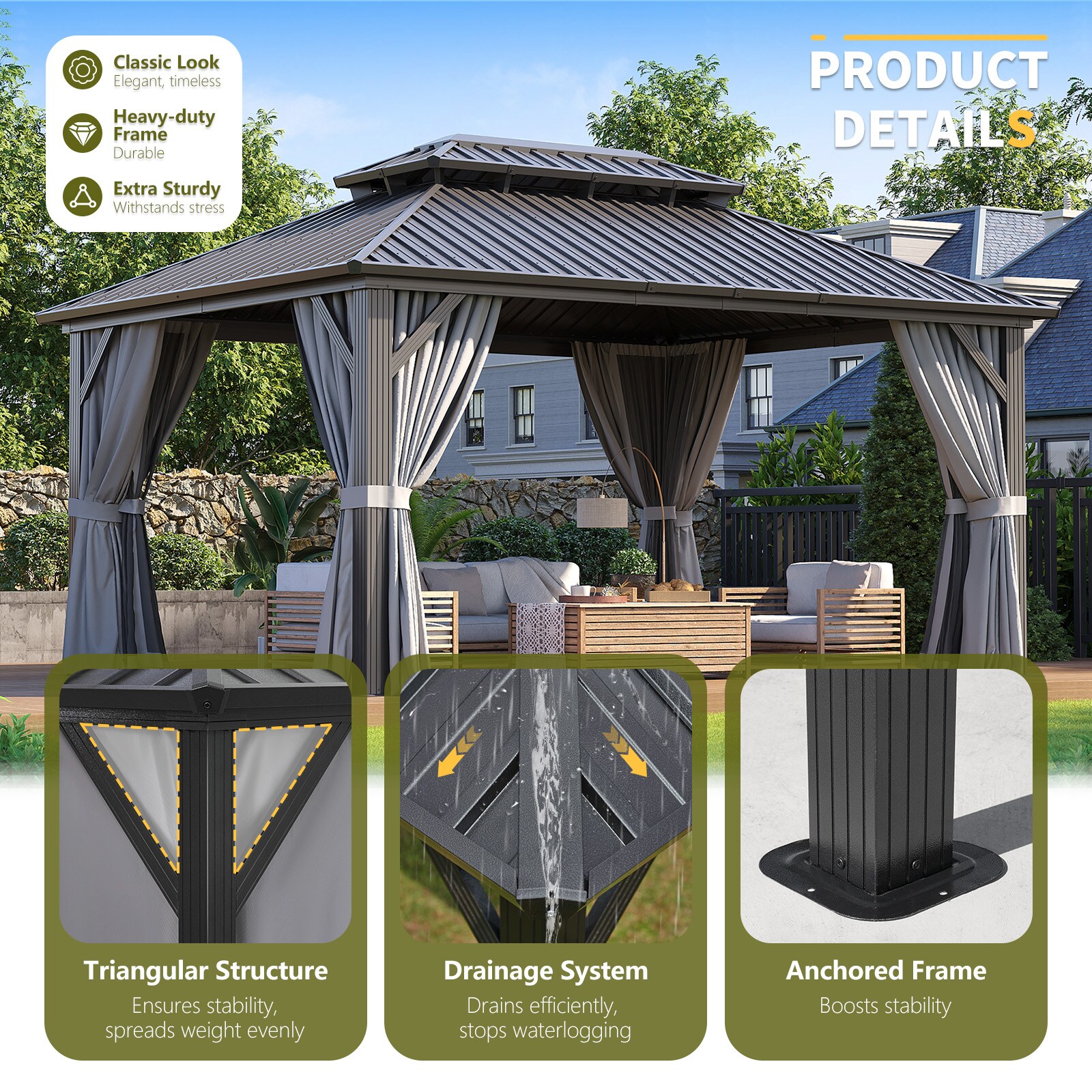 AOXUN AX-014G35 Wood-Resin-Gazebos - View #4
