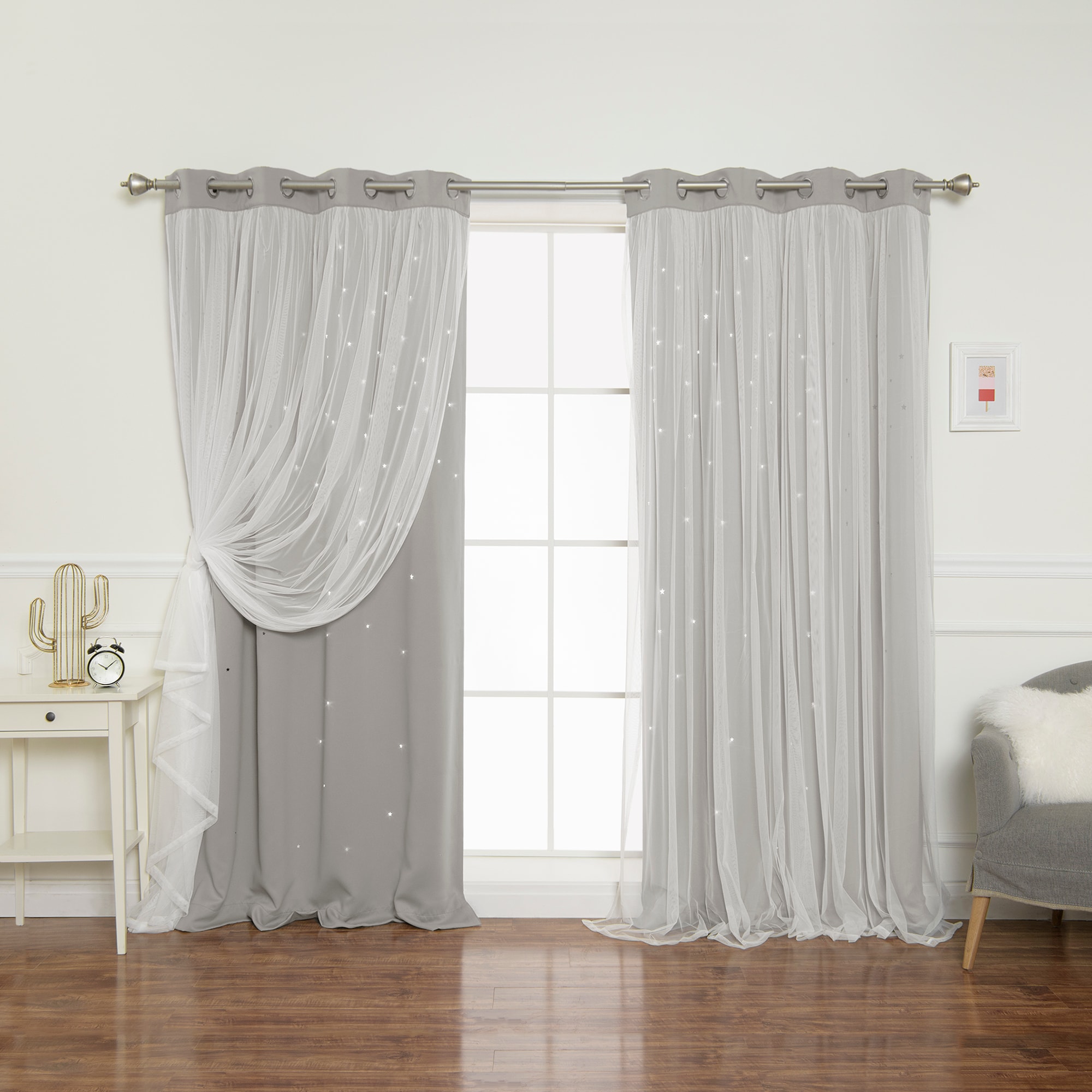 Best Home Fashion YG-04-96-DOVE 96-Inches Dove Blackout Grommet Curtain panel pair