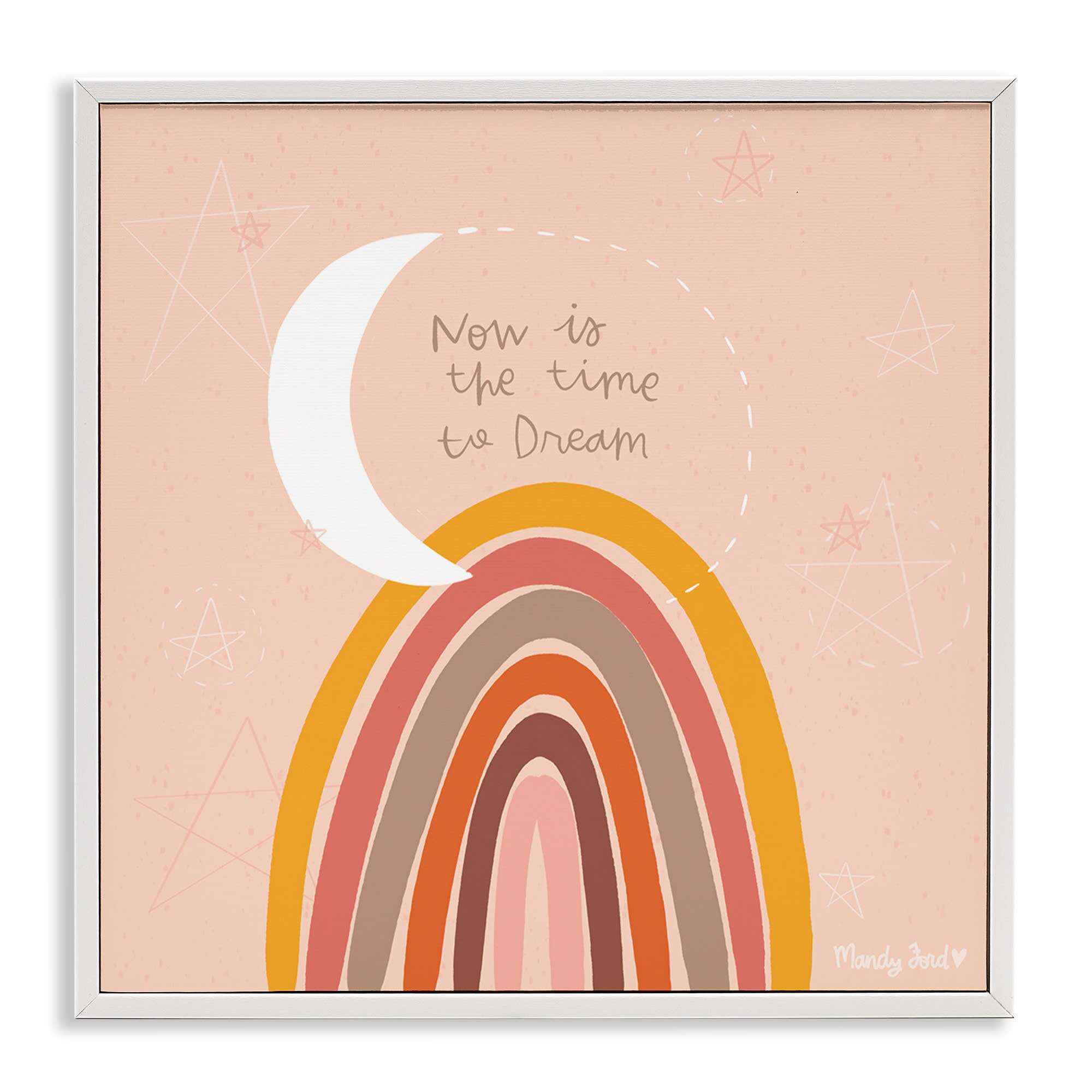 Stupell Industries BS-319-WFR-12X12 Now Is The Time To Dream White Framed Giclee Art By Mandy Ford Art + Illustration 12 x 12