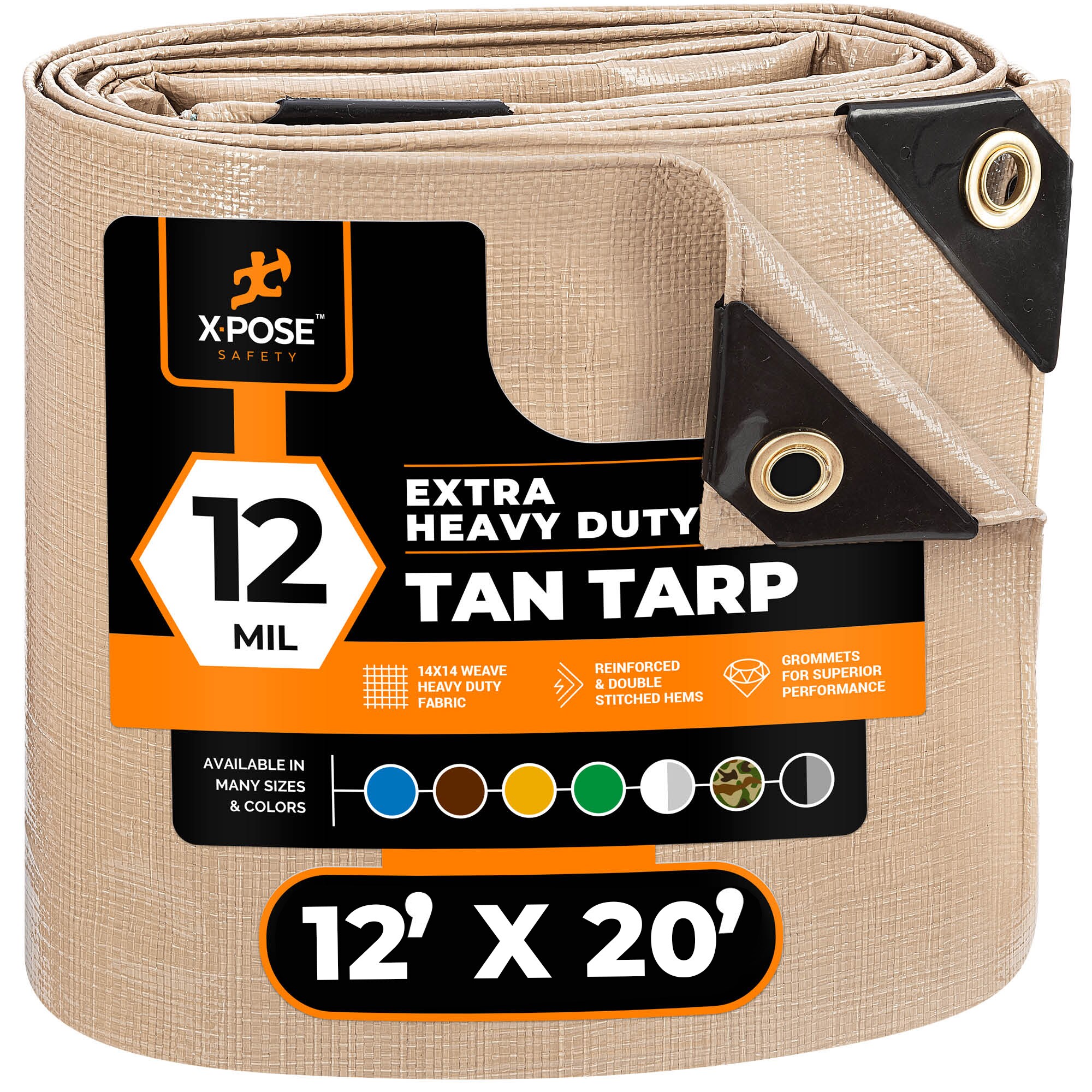 XPOSE SAFETY THD-1220-X 12-ft x 20-ft Brown Water resistant Commercial Polyethylene 12-mil Tarp