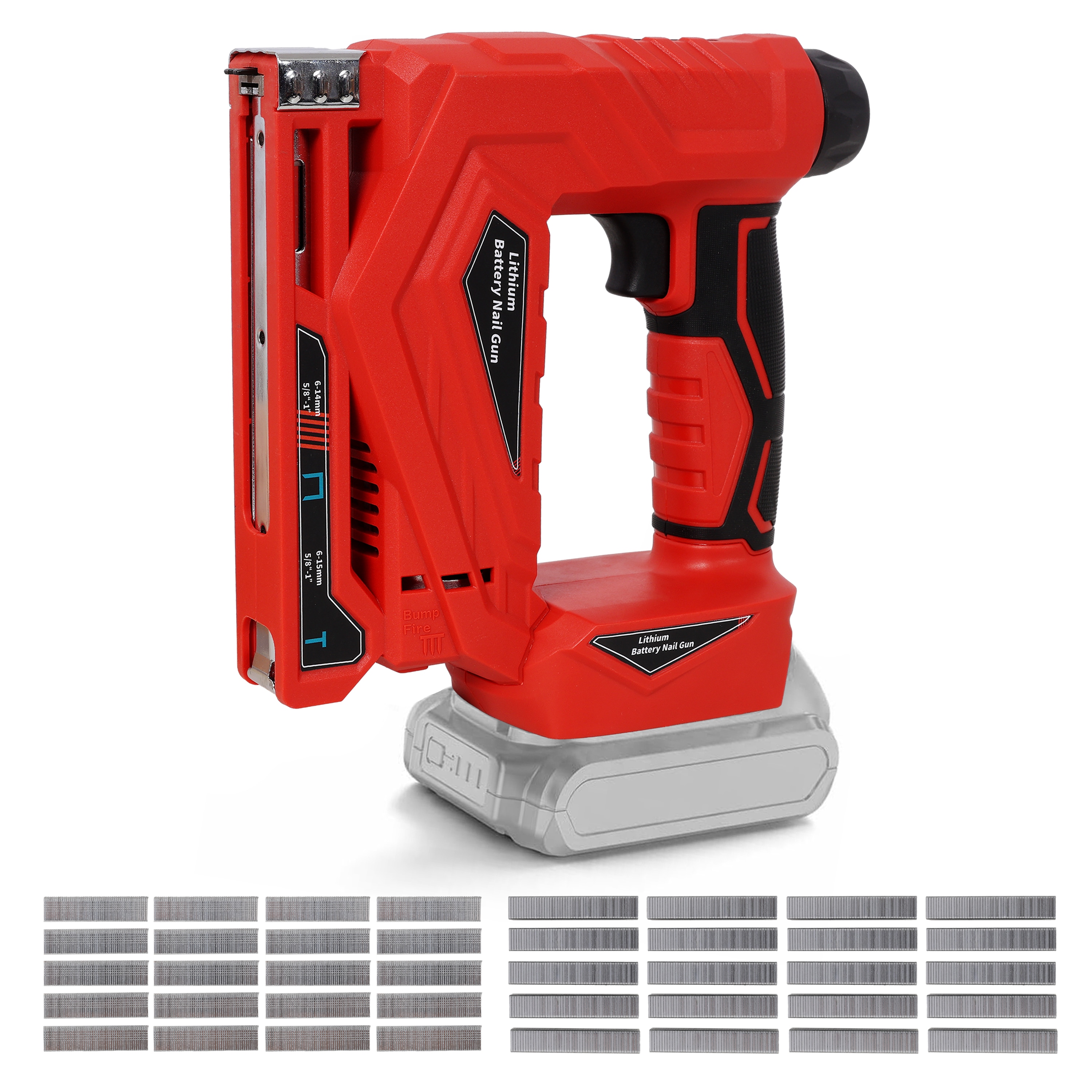 KTMBDW 2-in-1 Cordless Brad Nailer and Narrow Crown Stapler-Compatible with Makita 20V MAX Battery-with Safety Lock-Red