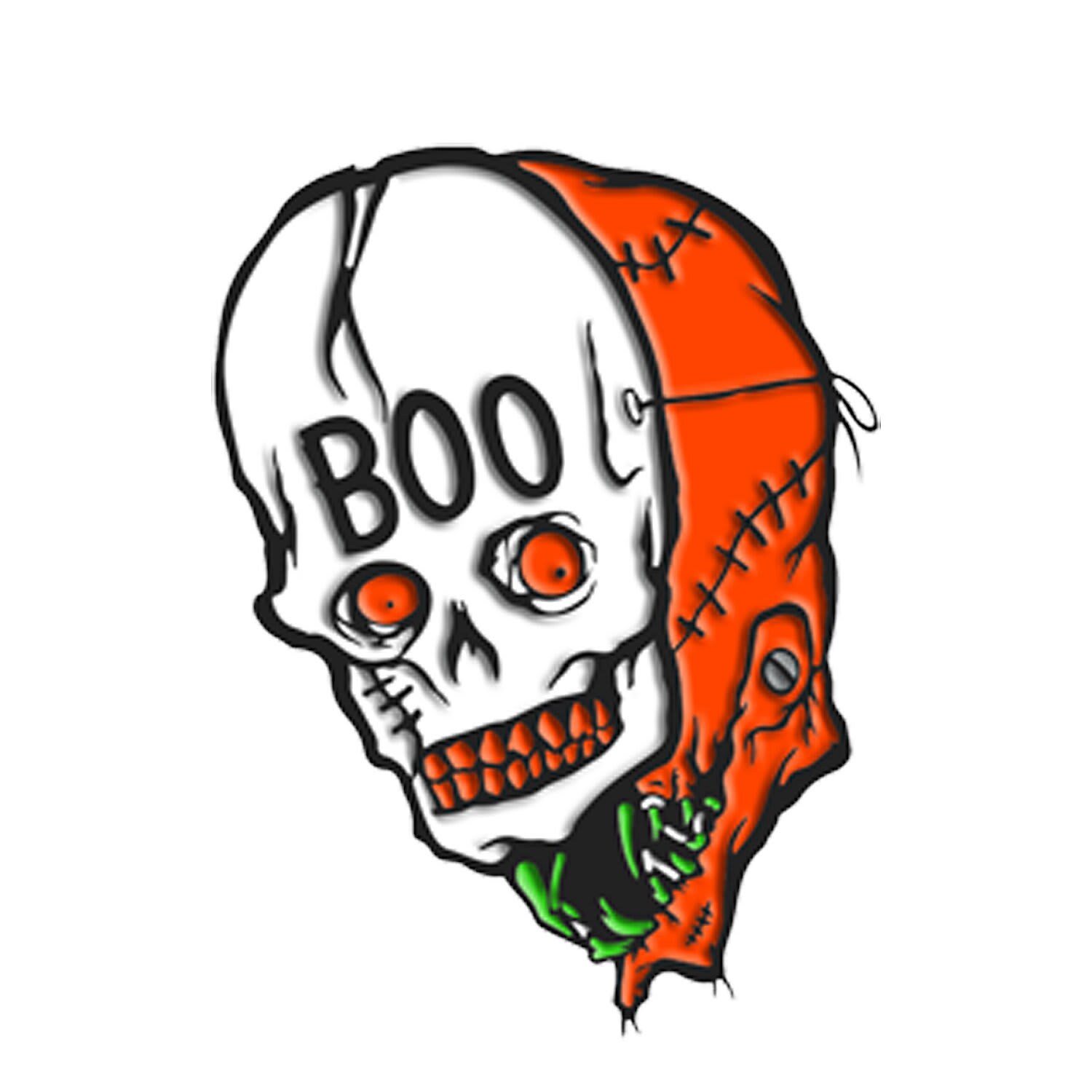 Trick or Treat Studios MATTEP101 1 1/2" Toxictoons™ Boo! Skull Face Full-Color Enamel Pin