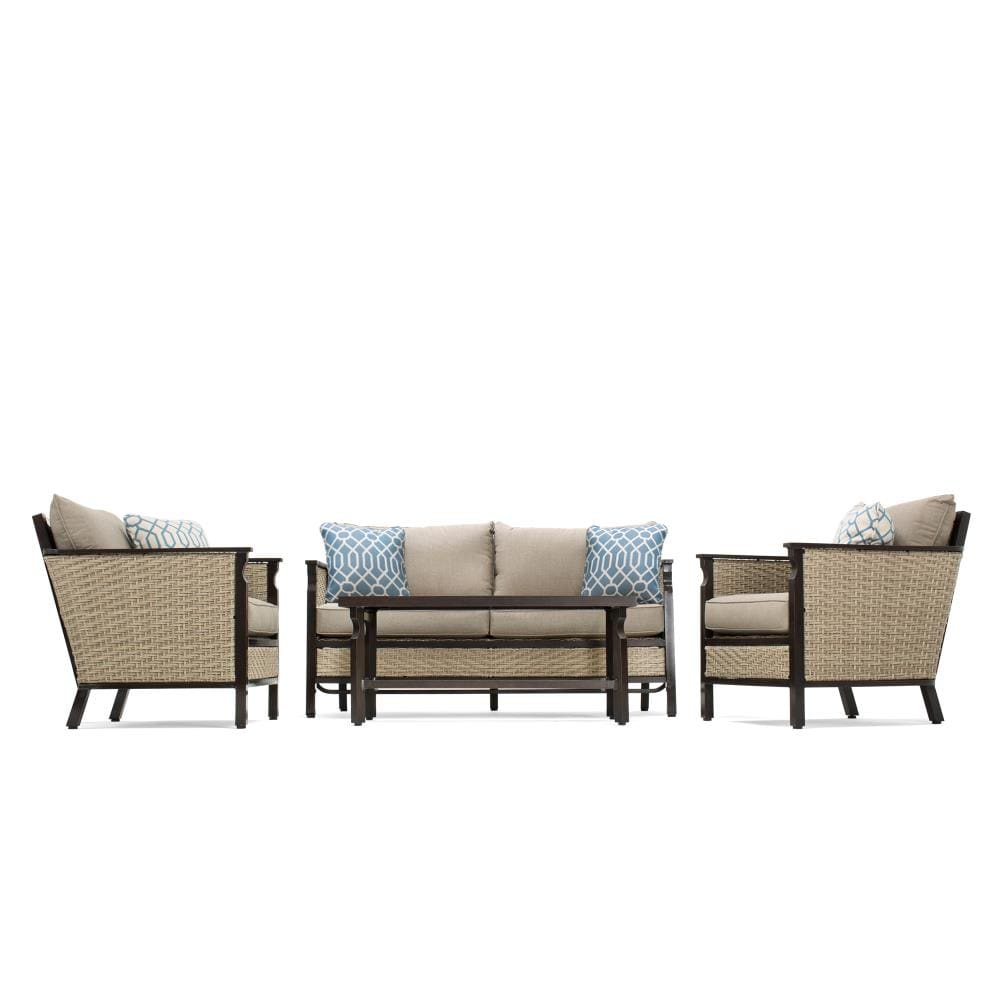 La Z Boy Outdoor Colton 4 Piece Metal Frame Patio Conversation Set With Sunbrella Cushions 2644