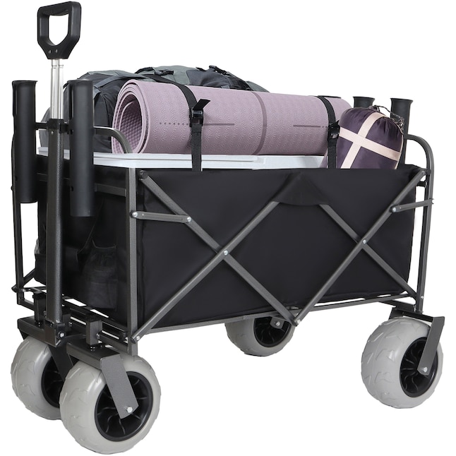 Cart With Horizontal Rods Misopily Fishing Cart with Rod Holders Beach Wagon 9 Inch All Terrain ...