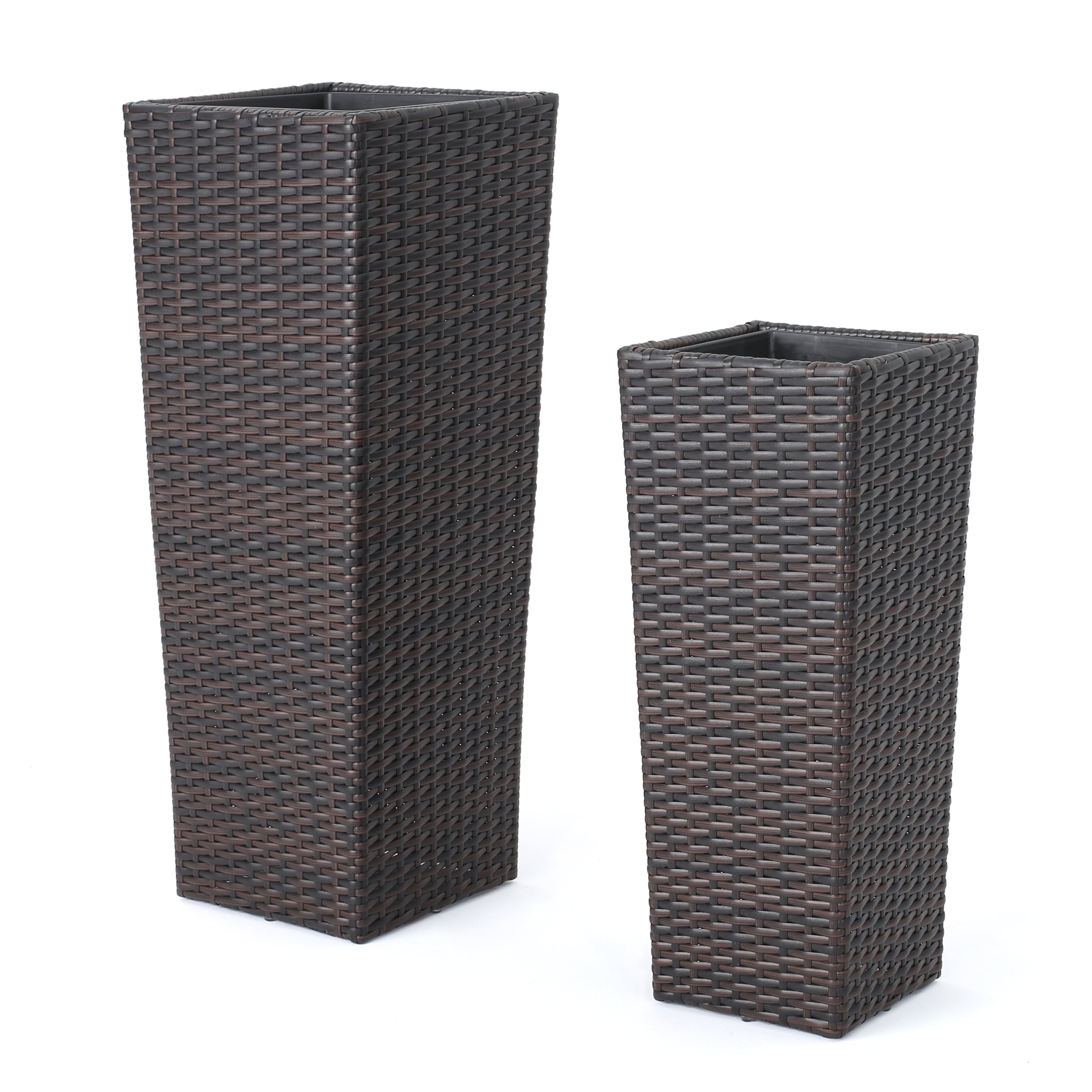 Siavonce XH44657 Rectangle 11.75-in W x 31.9-in H x 15-in D Brown Plastic Indoor/Outdoor Planter