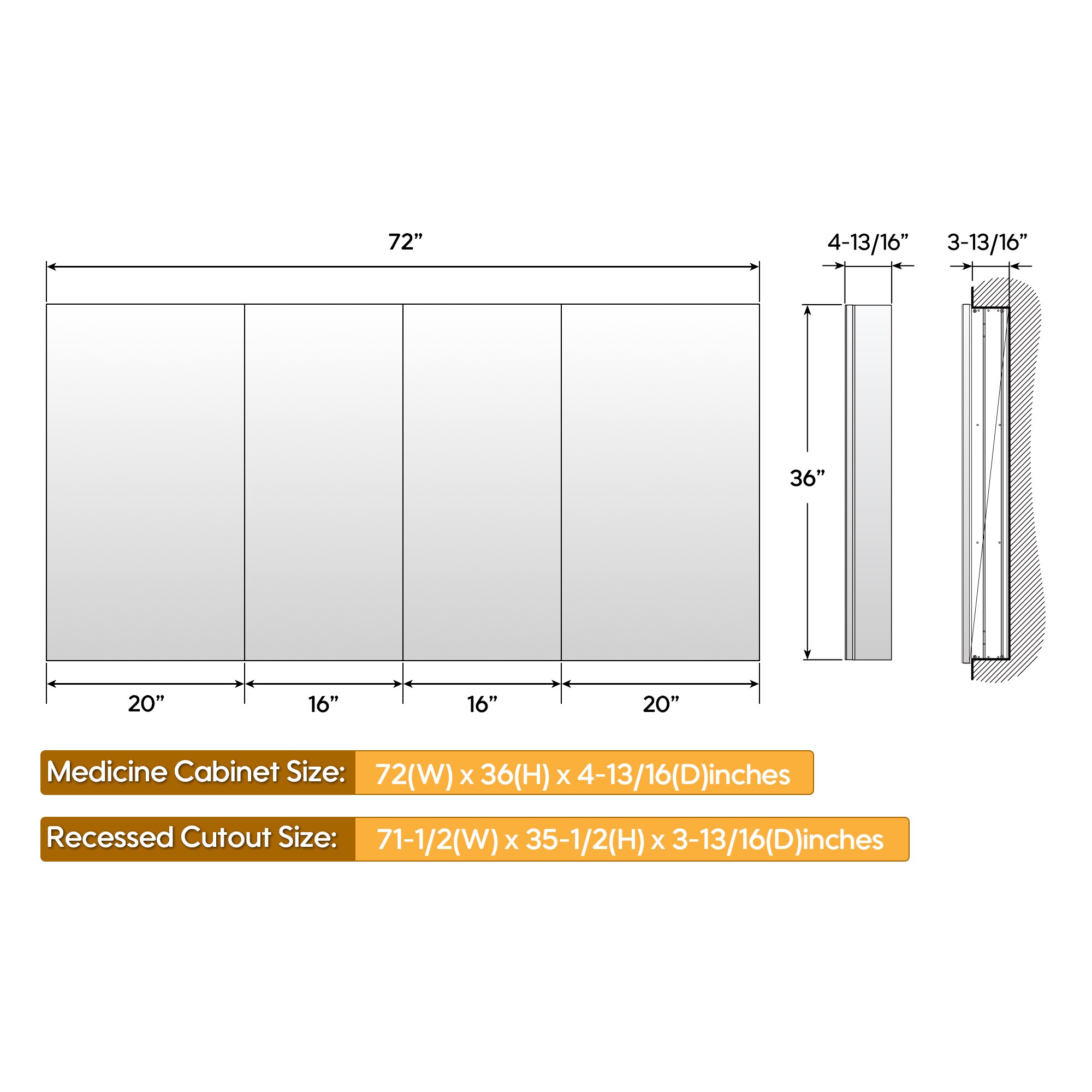 Forclover FLW-14M4830 Bathroom-Medicine-Cabinets - View #8