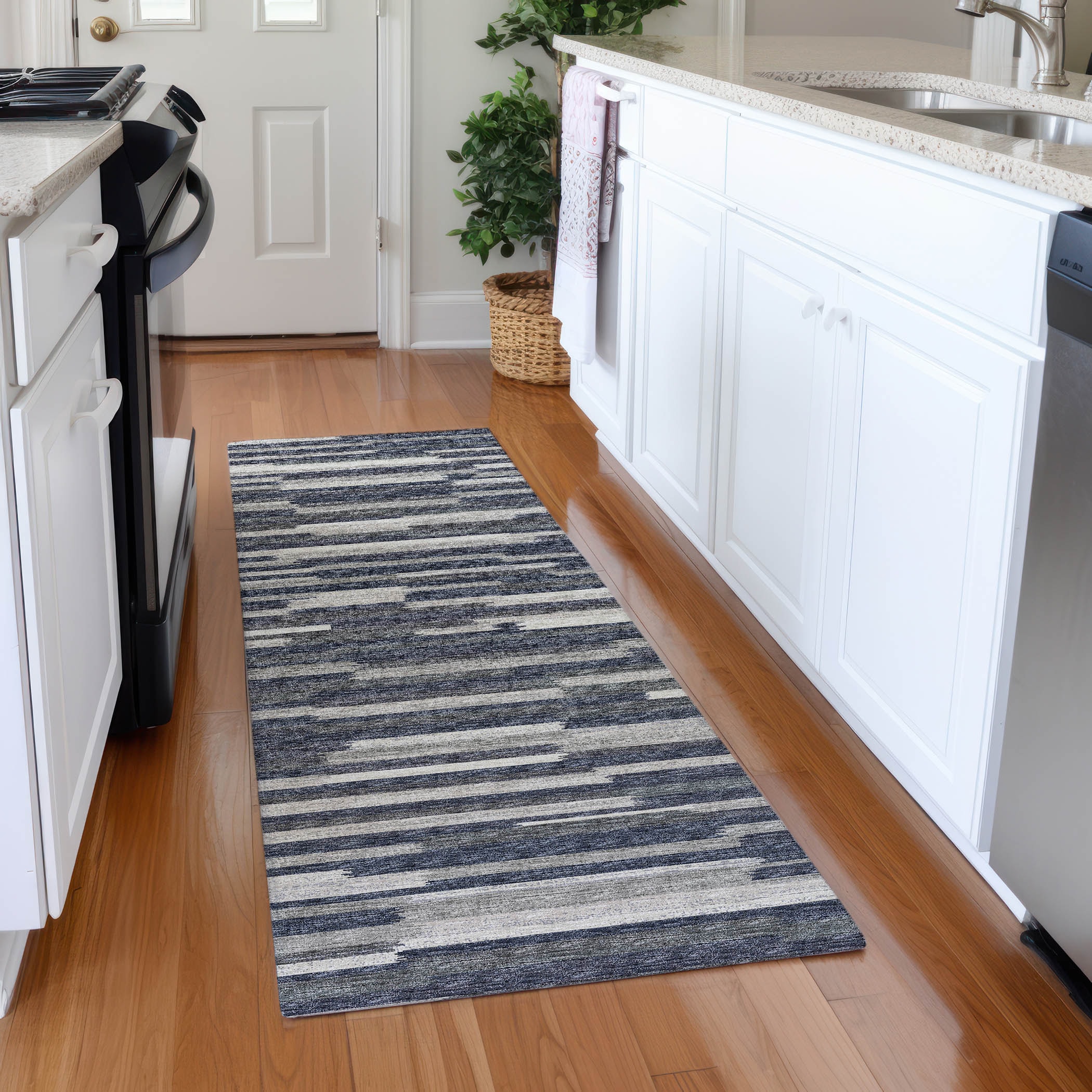 Addison Rugs AMF114GR2X8 Mayfield AMF114GR 2 x 7 (ft) Loomed Polyester Gray Rectangular Indoor Geometric Machine washable Area rug