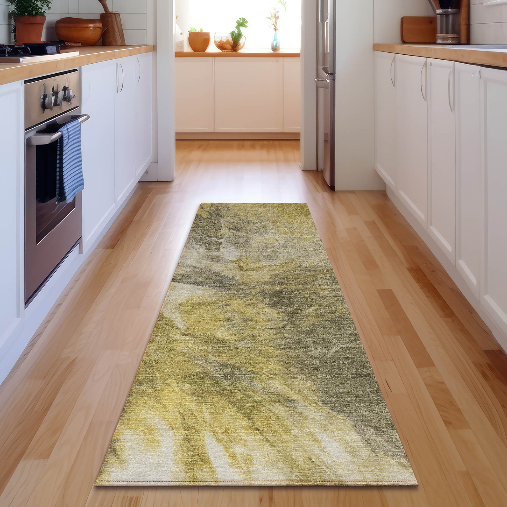 Addison Rugs AMF641TP2X8 Mayfield AMF641TP 2 x 7 (ft) Polyester Brown Rectangular Indoor Abstract Machine washable Runner rug
